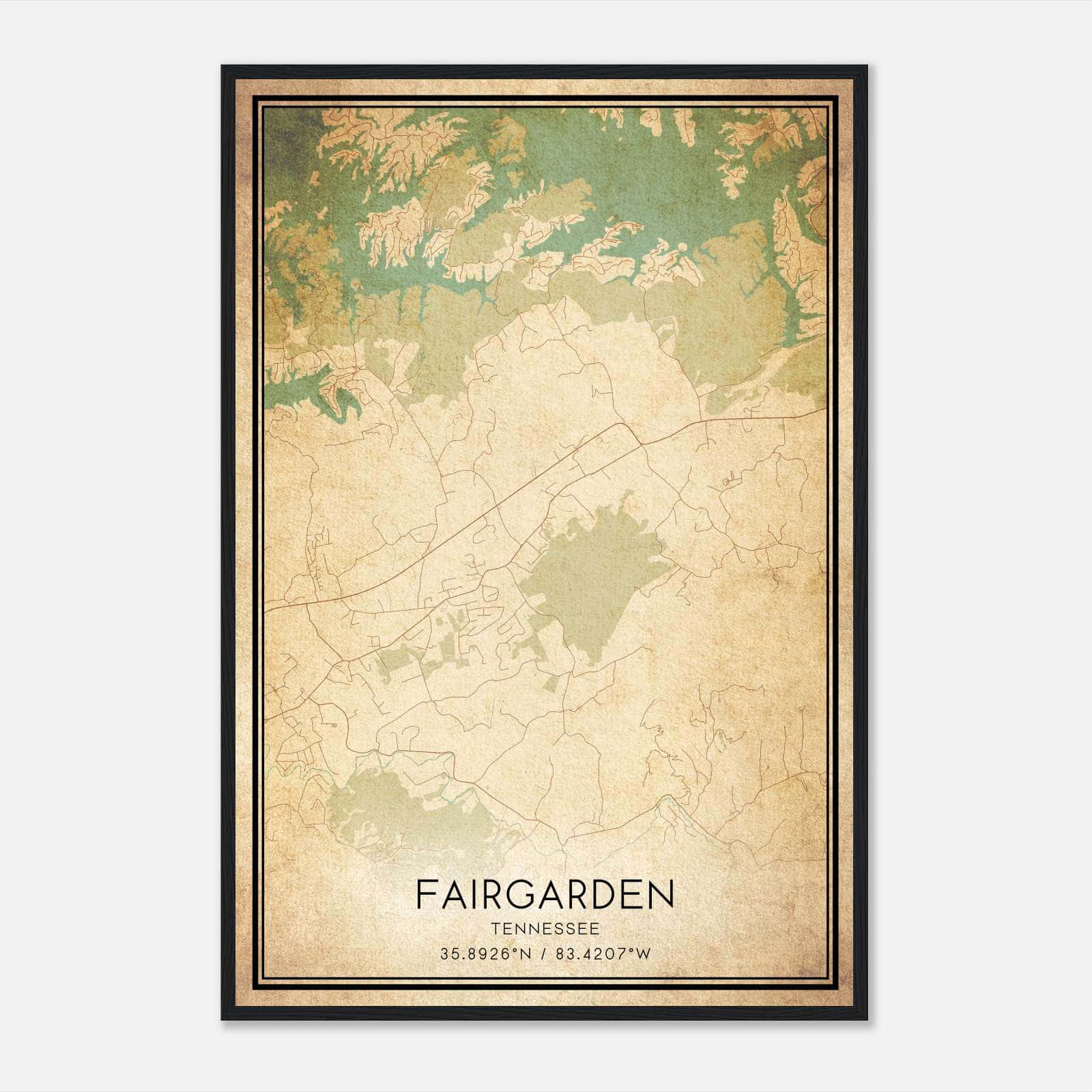 Vintage Fairgarden Tennessee Map Poster, Fairgarden TN City Road Wall Art Print Vintage Fairgarden Tennessee Map Poster, Fairgarden TN City Road Wall Art Print