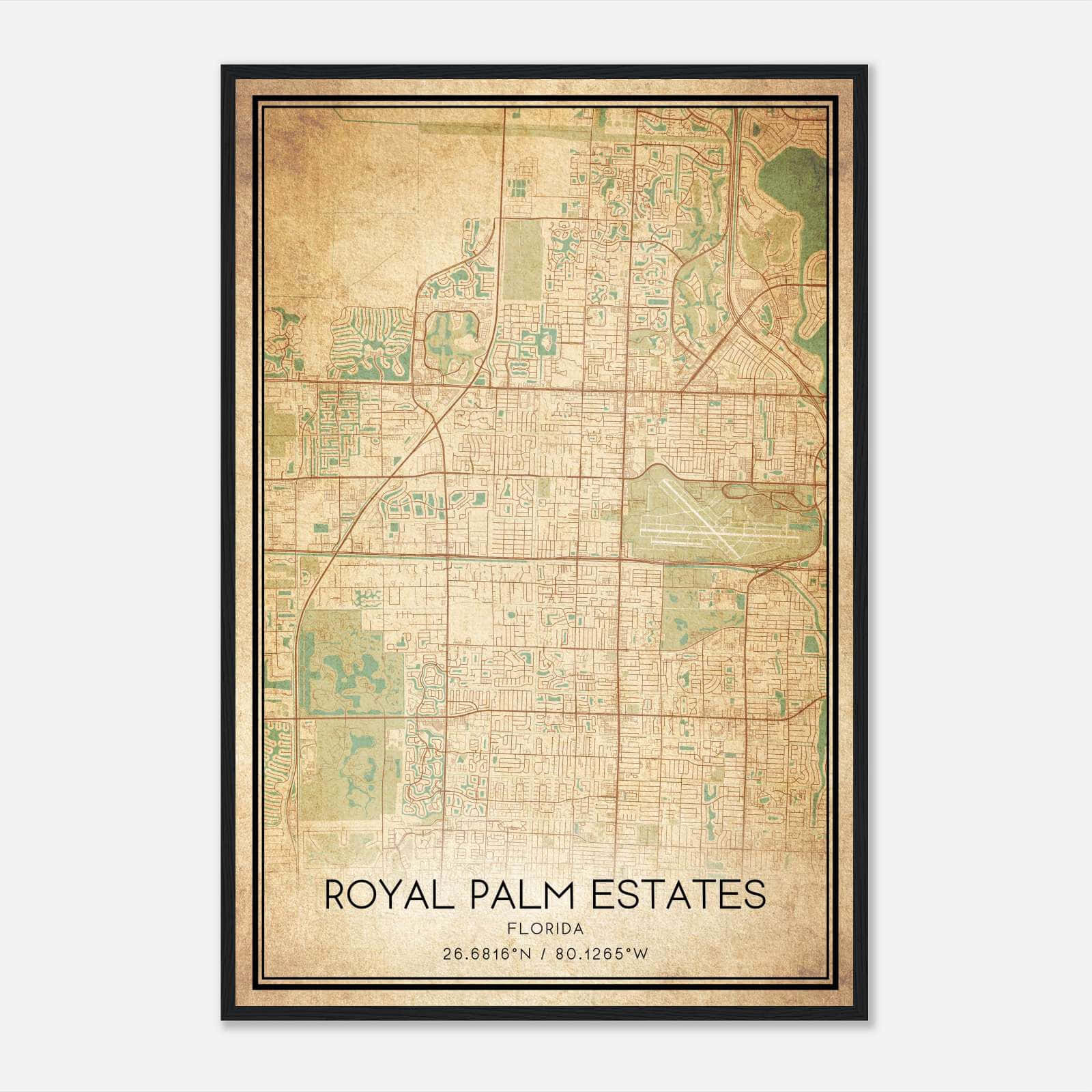 Vintage Royal Palm Estates Florida Map Poster, Royal Palm Estates FL City Road Wall Art Print Vintage Royal Palm Estates Florida Map Poster, Royal Palm Estates FL City Road Wall Art Print