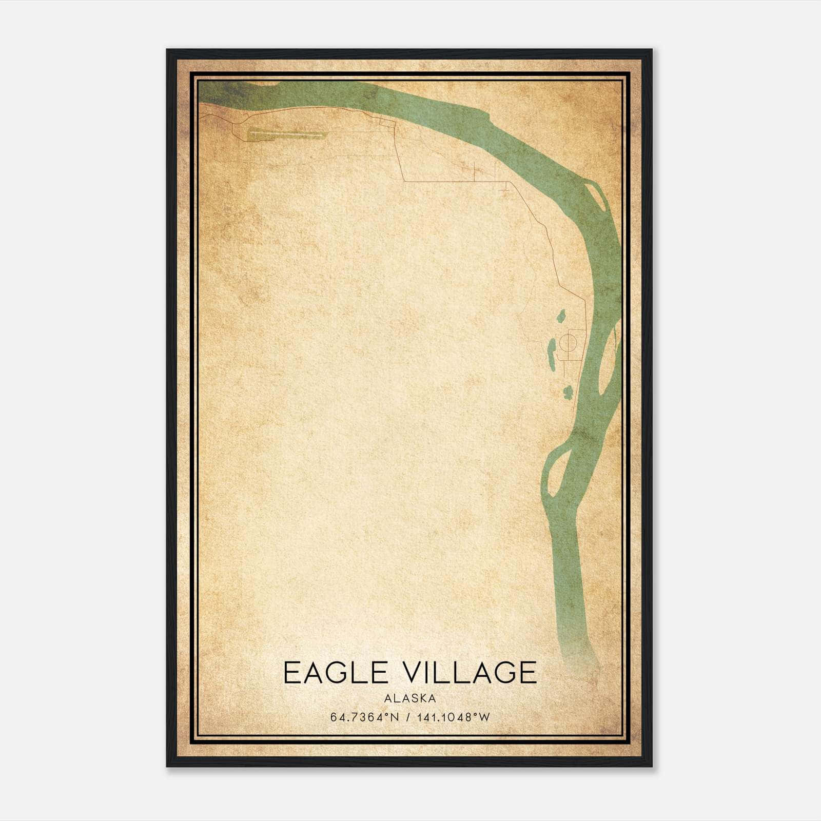 Vintage Eagle Village Alaska Map Poster, Eagle Village AK City Road Wall Art Print Vintage Eagle Village Alaska Map Poster, Eagle Village AK City Road Wall Art Print