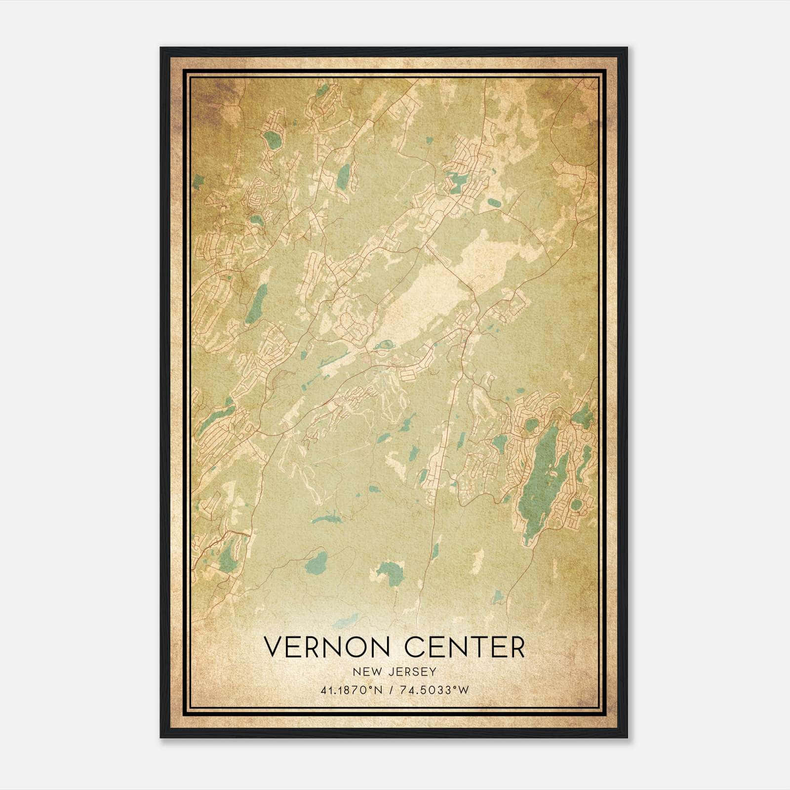 Vintage Vernon Center New Jersey Map Poster, Vernon Center NJ City Road Wall Art Print Vintage Vernon Center New Jersey Map Poster, Vernon Center NJ City Road Wall Art Print
