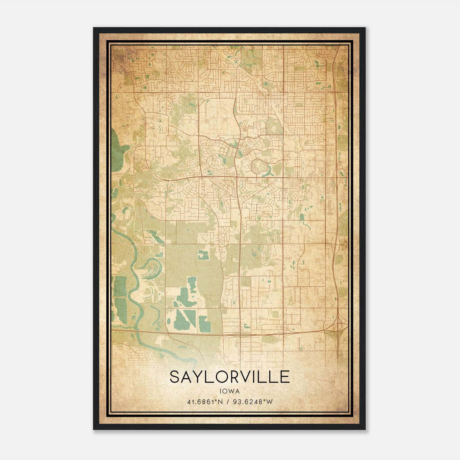 Vintage Saylorville Iowa Map Poster, Saylorville IA City Road Wall Art Print Vintage Saylorville Iowa Map Poster, Saylorville IA City Road Wall Art Print