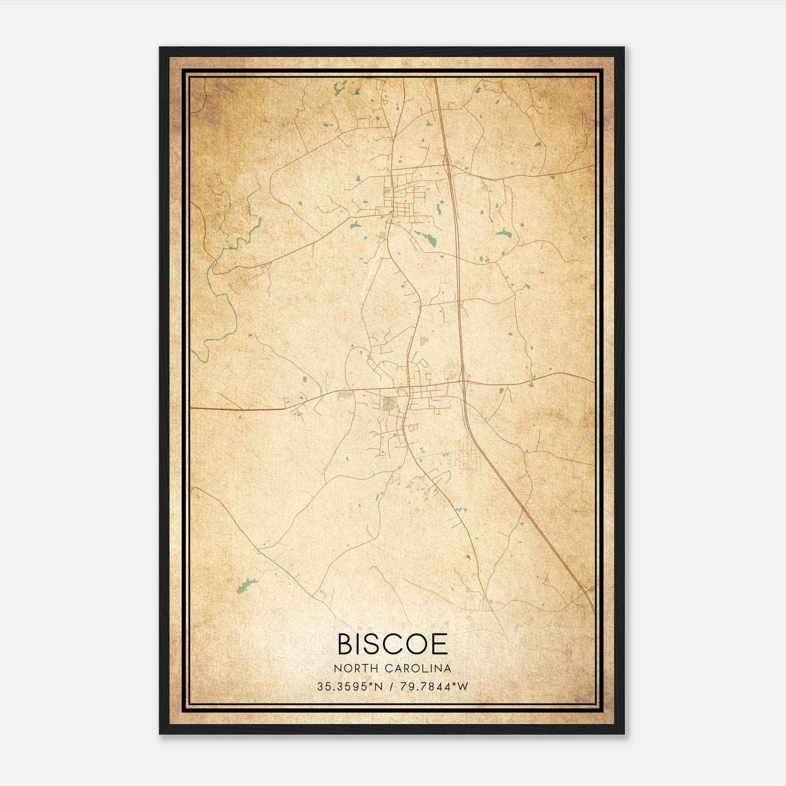Vintage Biscoe North Carolina Map Poster, Biscoe NC City Road Wall Art Print Vintage Biscoe North Carolina Map Poster, Biscoe NC City Road Wall Art Print