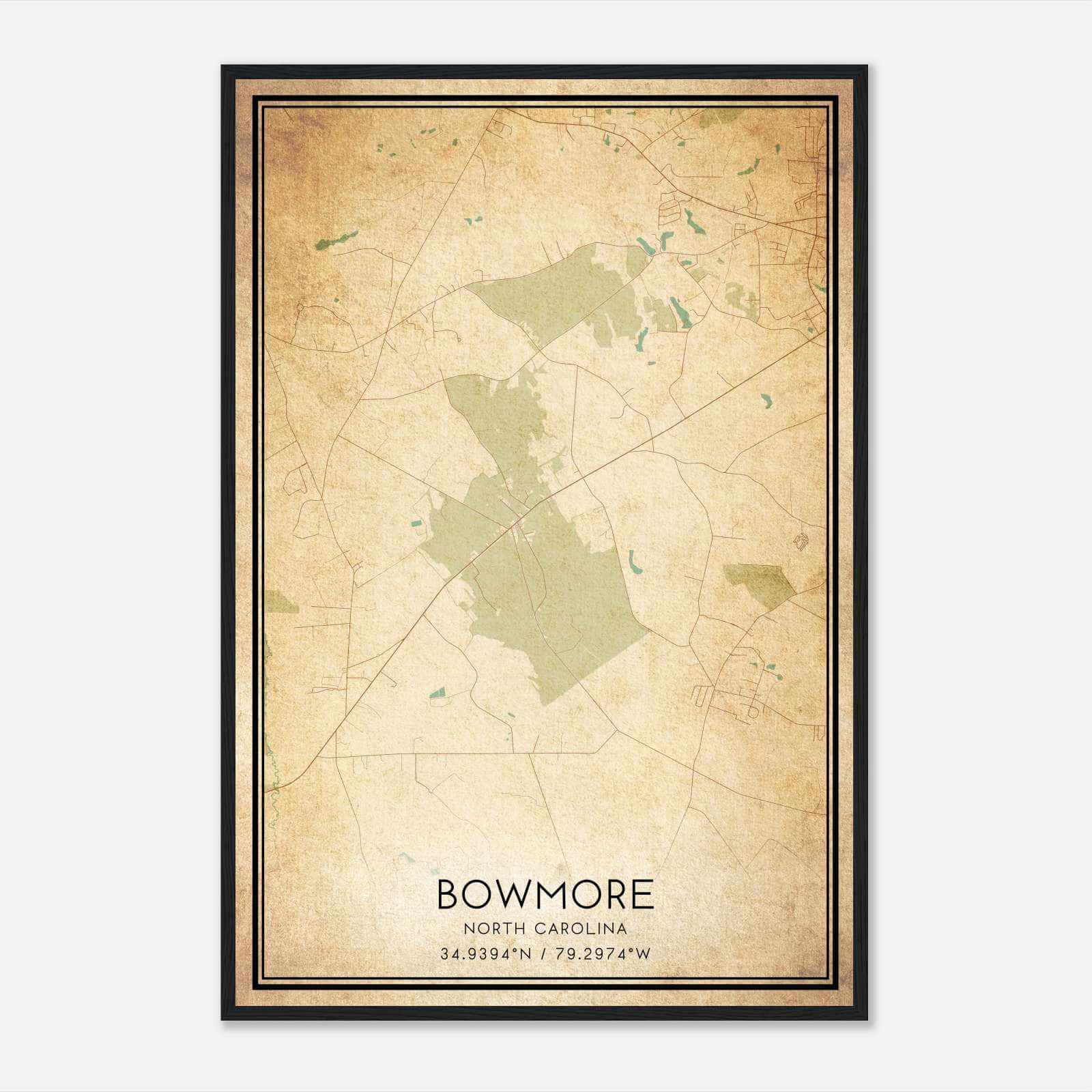Vintage Bowmore North Carolina Map Poster, Bowmore NC City Road Wall Art Print Vintage Bowmore North Carolina Map Poster, Bowmore NC City Road Wall Art Print