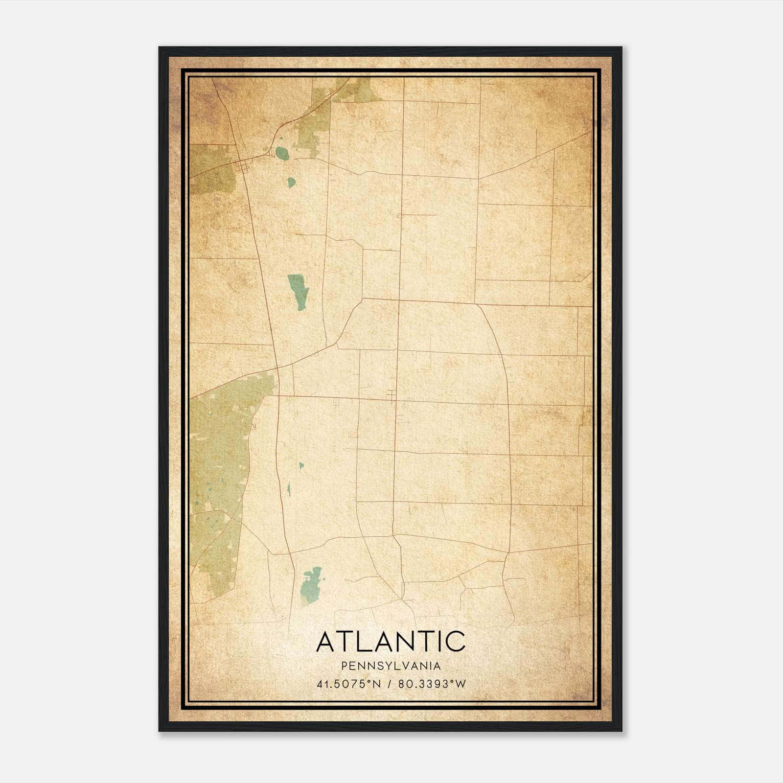 Vintage Atlantic Pennsylvania Map Poster, Atlantic PA City Road Wall Art Print Vintage Atlantic Pennsylvania Map Poster, Atlantic PA City Road Wall Art Print