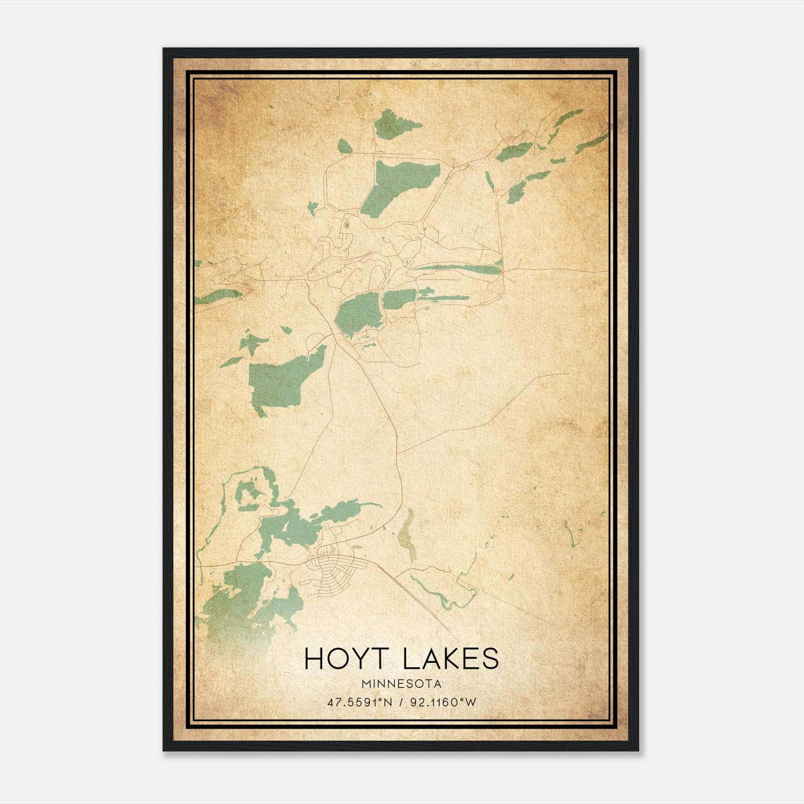 Vintage Hoyt Lakes Minnesota Map Poster, Hoyt Lakes MN City Road Wall Art Print Vintage Hoyt Lakes Minnesota Map Poster, Hoyt Lakes MN City Road Wall Art Print