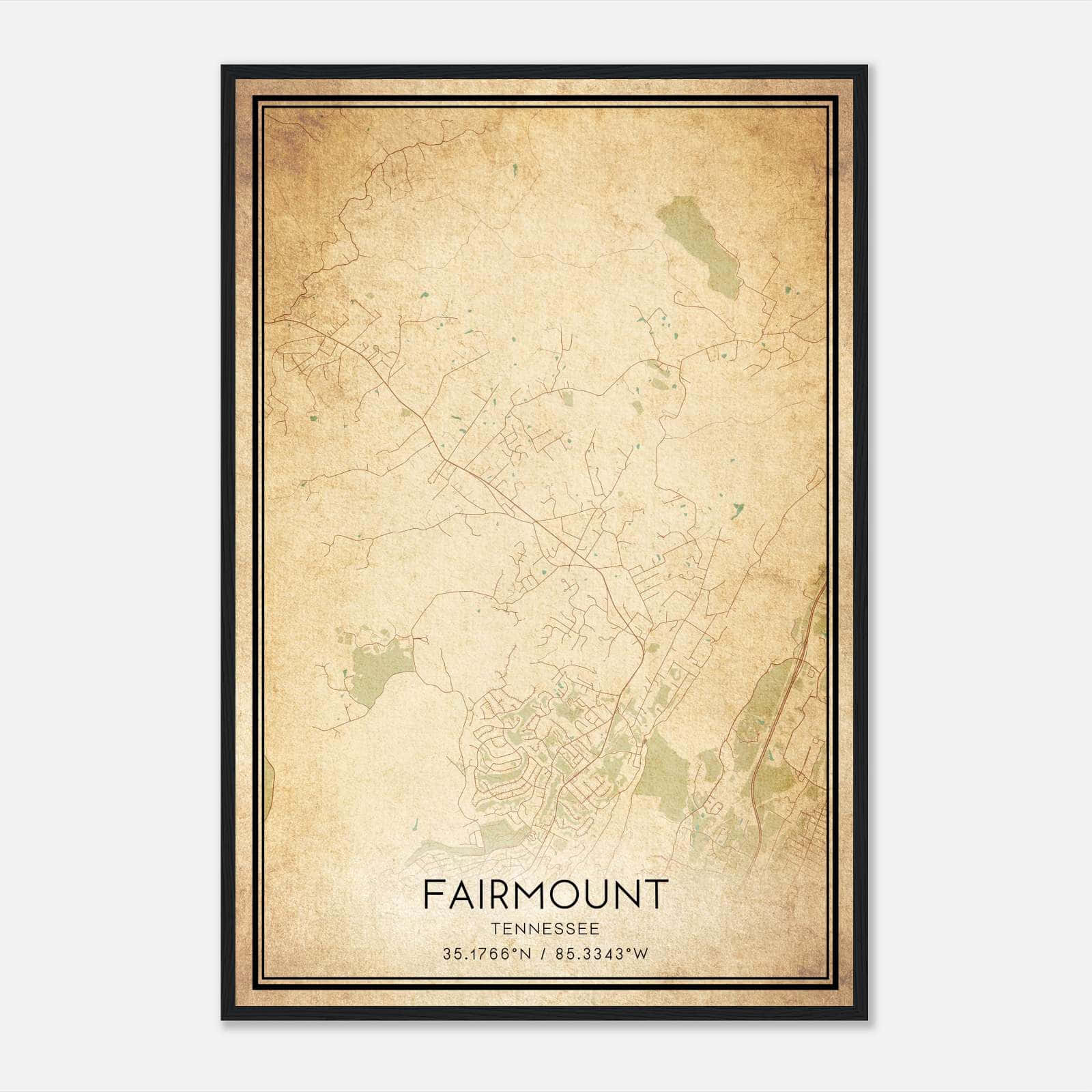 Vintage Fairmount Tennessee Map Poster, Fairmount TN City Road Wall Art Print Vintage Fairmount Tennessee Map Poster, Fairmount TN City Road Wall Art Print