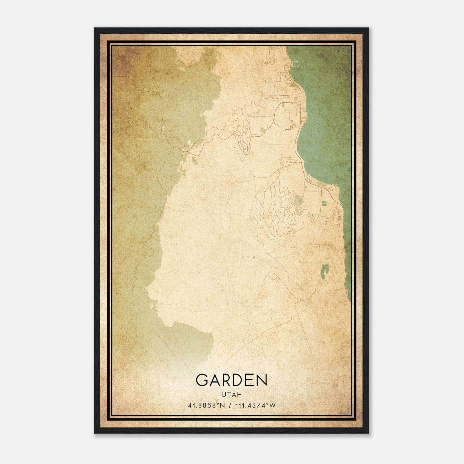 Vintage Garden Utah Map Poster, Garden UT City Road Wall Art Print Vintage Garden Utah Map Poster, Garden UT City Road Wall Art Print