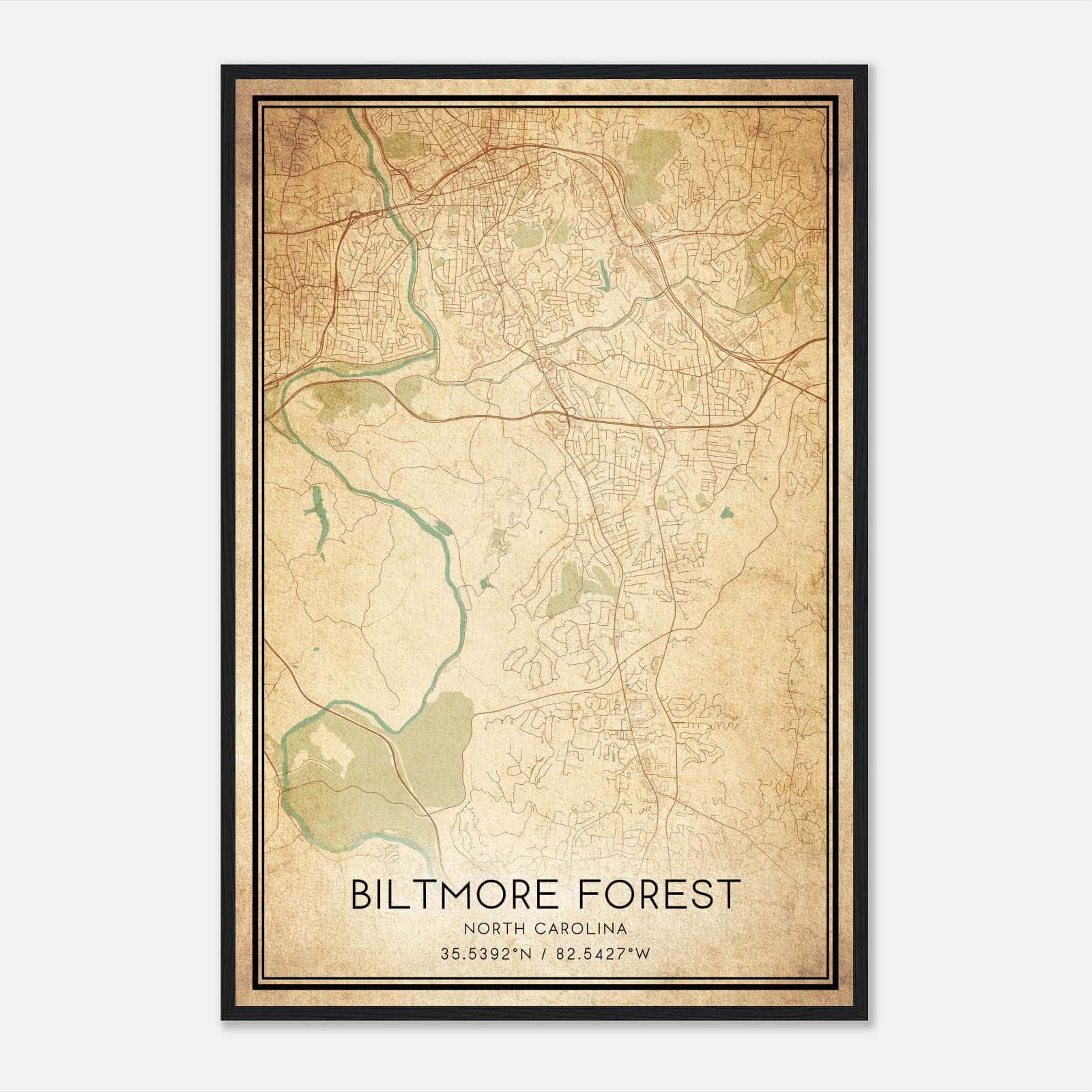 Vintage Biltmore Forest North Carolina Map Poster, Biltmore Forest NC City Road Wall Art Print Vintage Biltmore Forest North Carolina Map Poster, Biltmore Forest NC City Road Wall Art Print