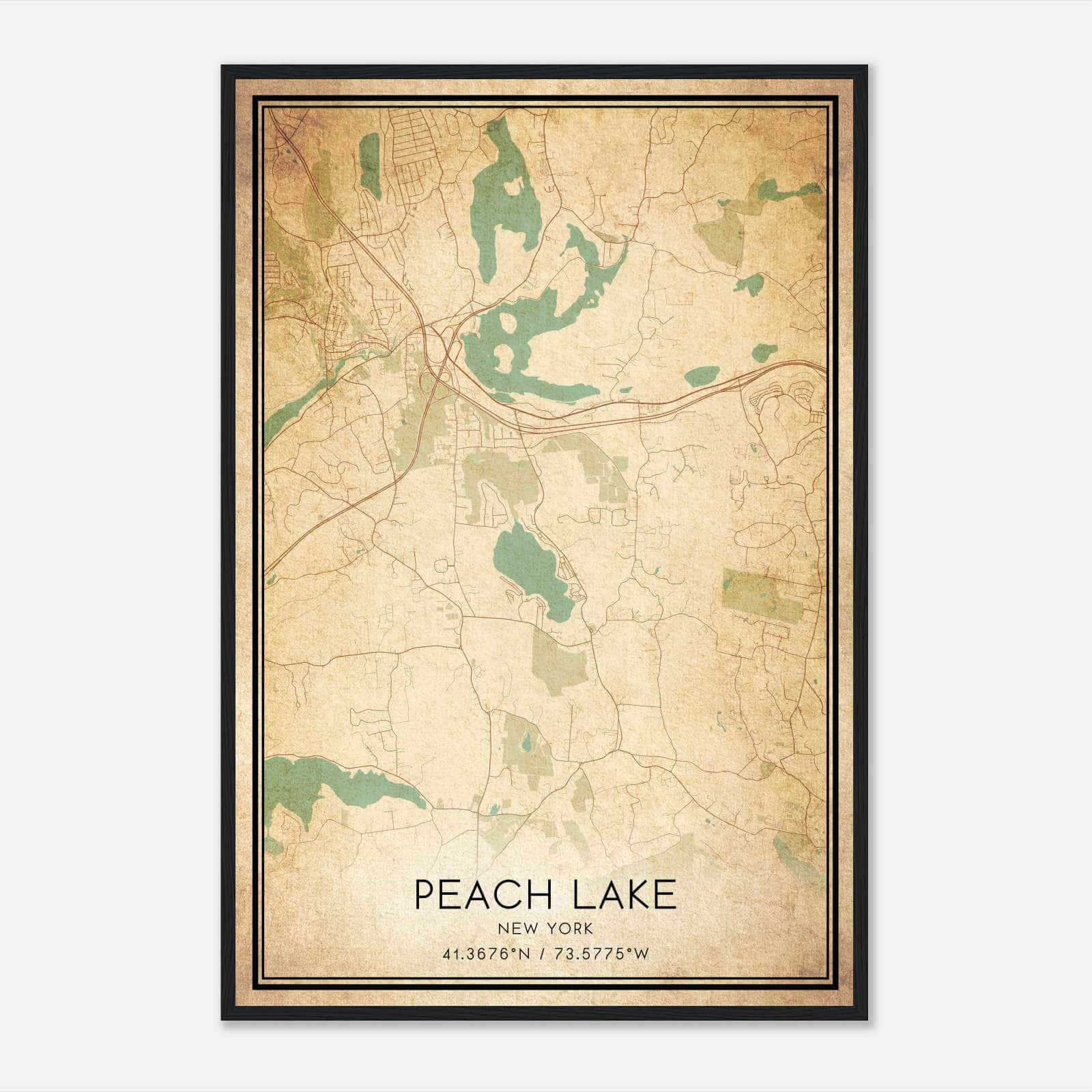 Vintage Peach Lake New York Map Poster, Peach Lake NY City Road Wall Art Print Vintage Peach Lake New York Map Poster, Peach Lake NY City Road Wall Art Print