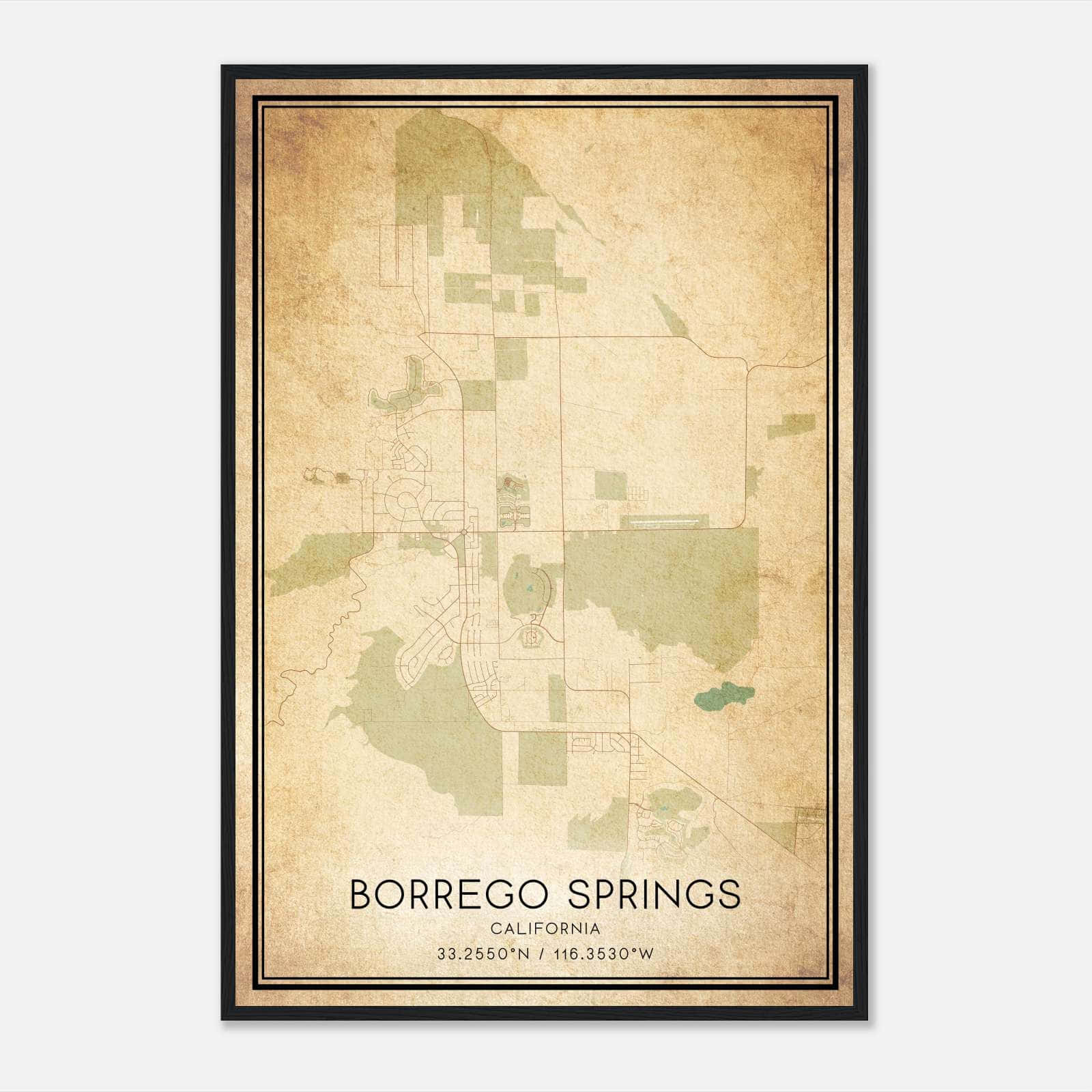 Vintage Borrego Springs California Map Poster, Borrego Springs CA City Road Wall Art Print Vintage Borrego Springs California Map Poster, Borrego Springs CA City Road Wall Art Print