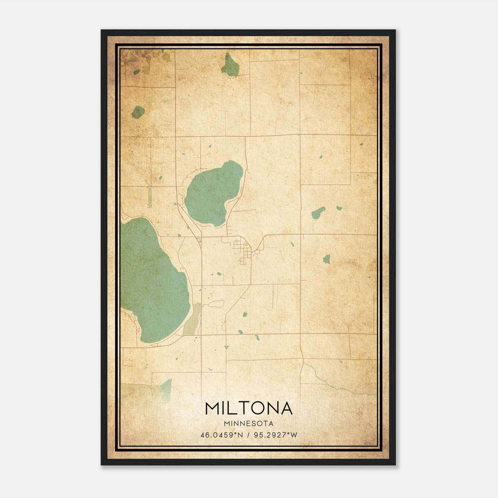 Vintage Miltona Minnesota Map Poster, Miltona MN City Road Wall Art Print Vintage Miltona Minnesota Map Poster, Miltona MN City Road Wall Art Print