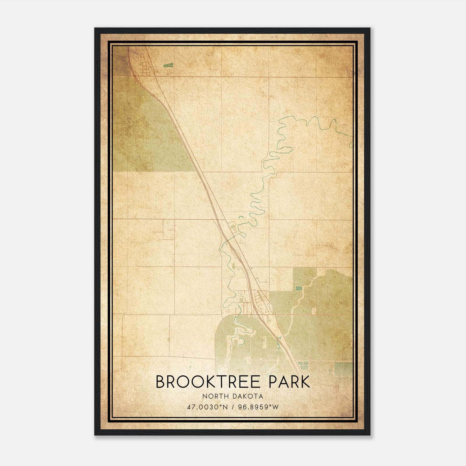Vintage Brooktree Park North Dakota Map Poster, Brooktree Park ND City Road Wall Art Print Vintage Brooktree Park North Dakota Map Poster, Brooktree Park ND City Road Wall Art Print