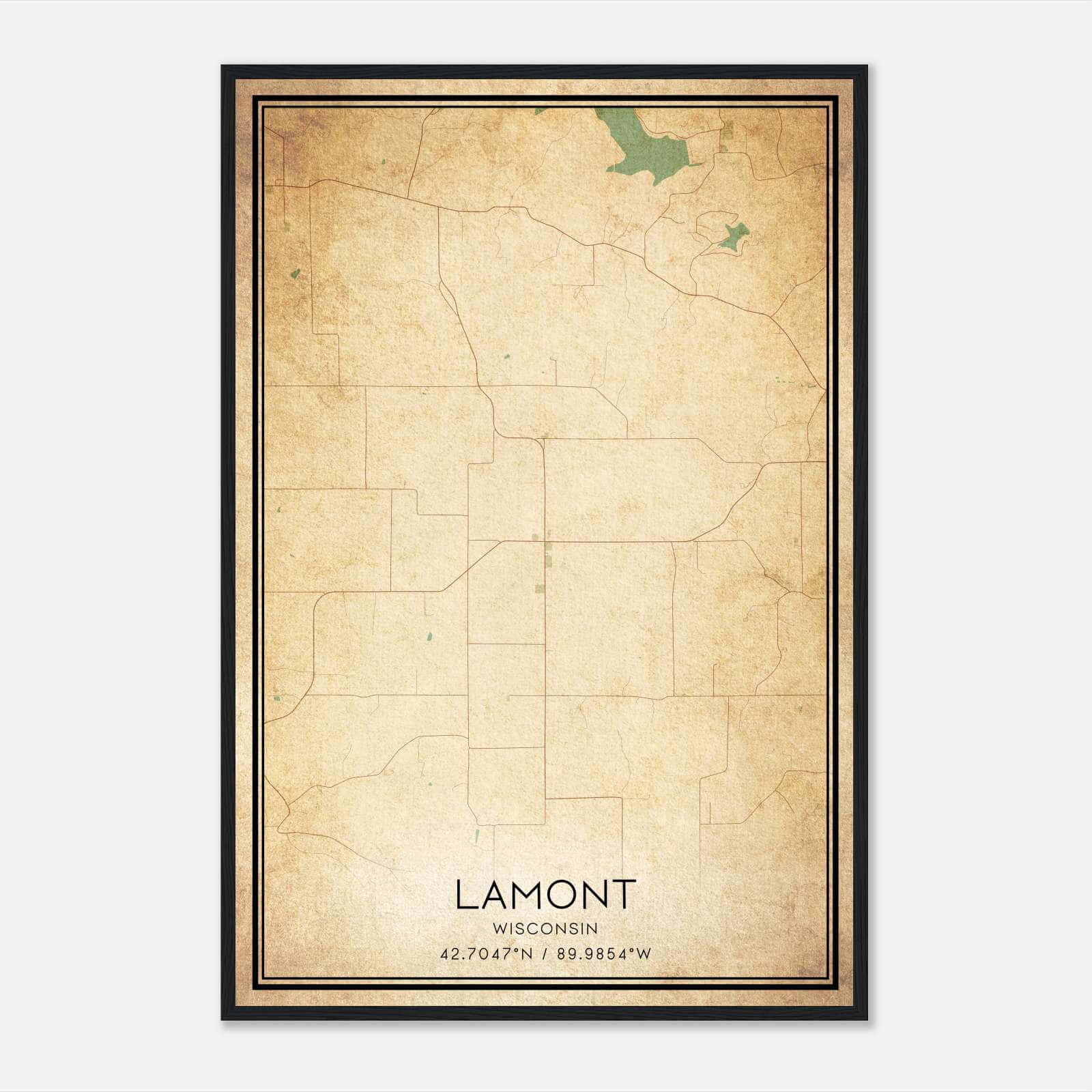 Vintage Lamont Wisconsin Map Poster, Lamont WI City Road Wall Art Print Vintage Lamont Wisconsin Map Poster, Lamont WI City Road Wall Art Print