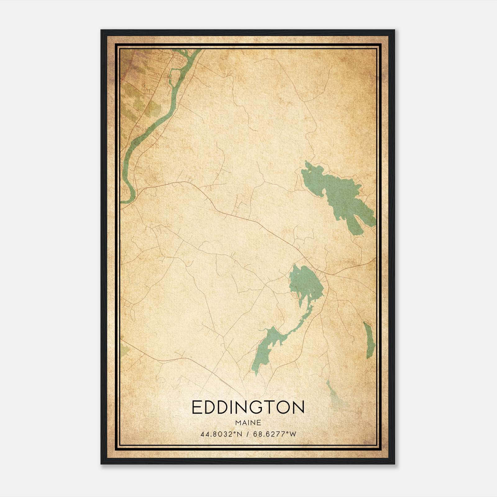 Vintage Eddington Maine Map Poster, Eddington ME City Road Wall Art Print Vintage Eddington Maine Map Poster, Eddington ME City Road Wall Art Print