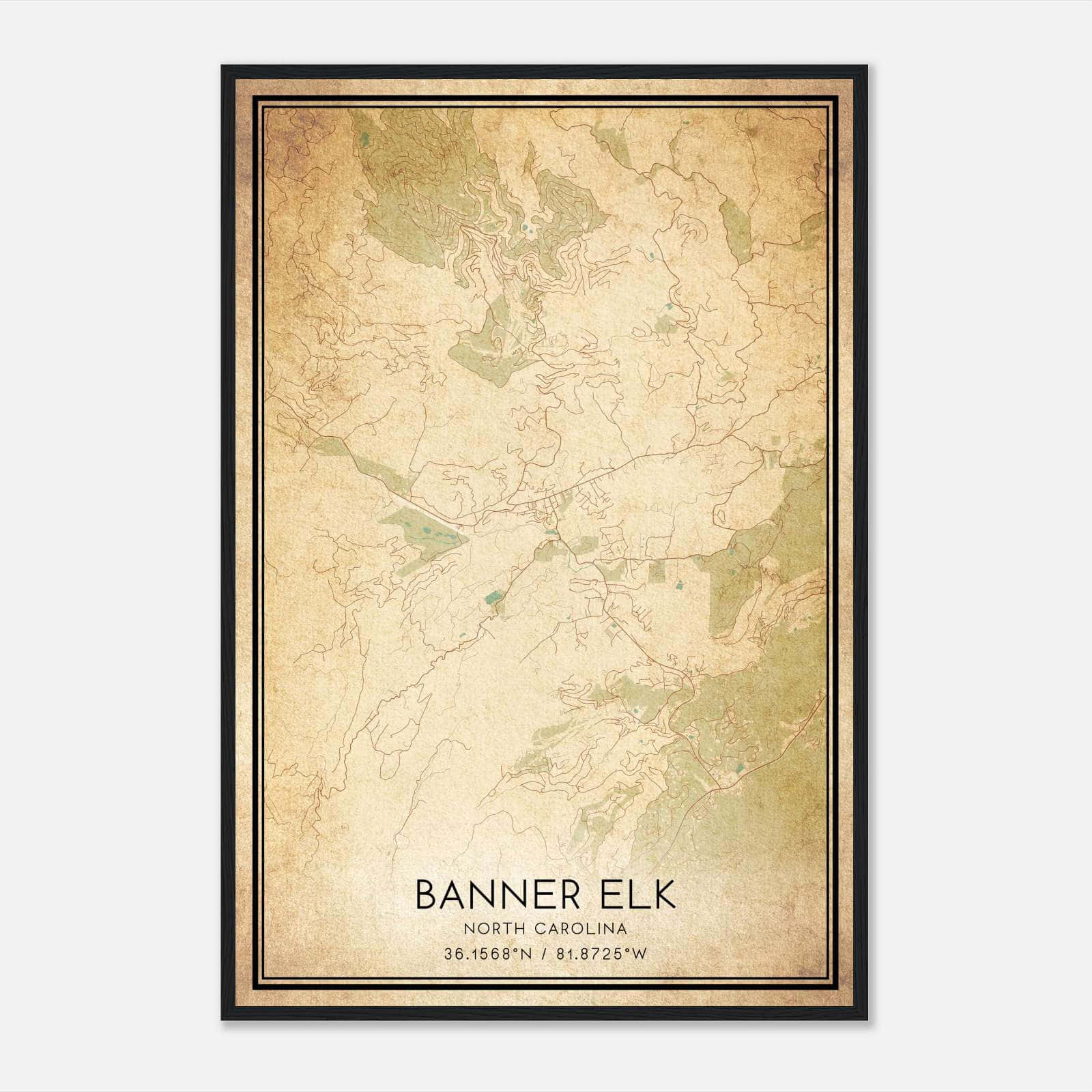 Vintage Banner Elk North Carolina Map Poster, Banner Elk NC City Road Wall Art Print Vintage Banner Elk North Carolina Map Poster, Banner Elk NC City Road Wall Art Print