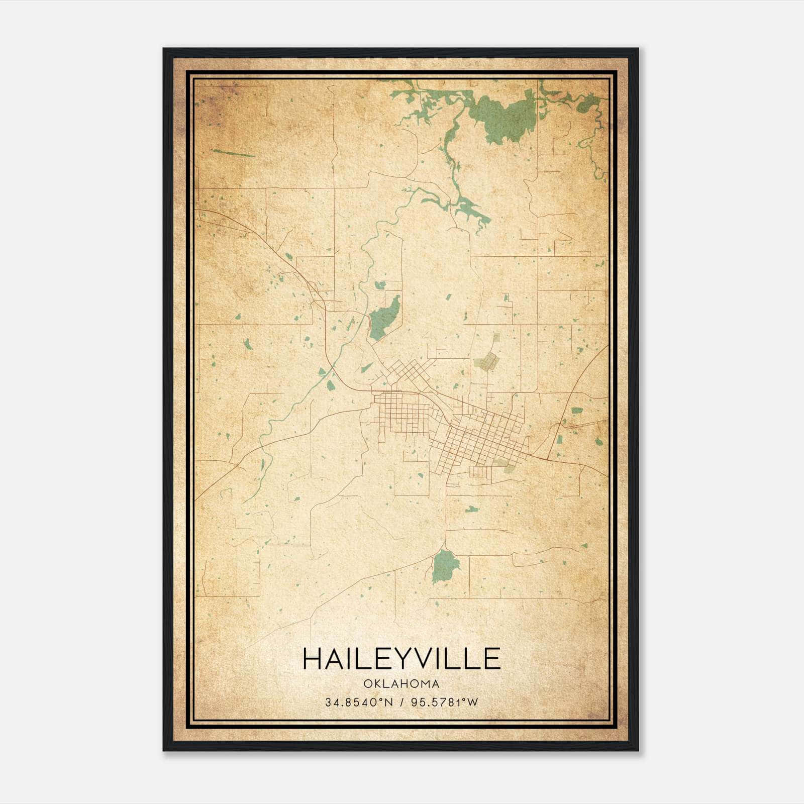 Vintage Haileyville Oklahoma Map Poster, Haileyville OK City Road Wall Art Print Vintage Haileyville Oklahoma Map Poster, Haileyville OK City Road Wall Art Print