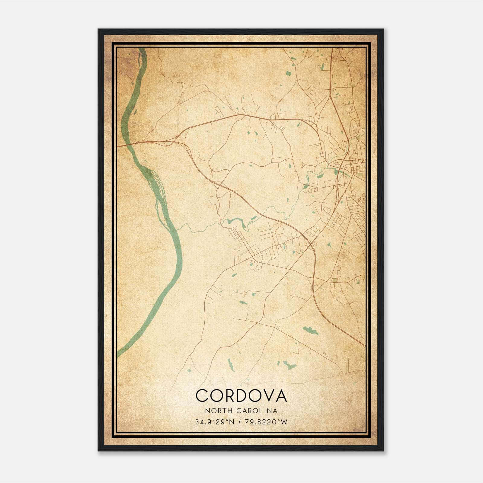 Vintage Cordova North Carolina Map Poster, Cordova NC City Road Wall Art Print Vintage Cordova North Carolina Map Poster, Cordova NC City Road Wall Art Print