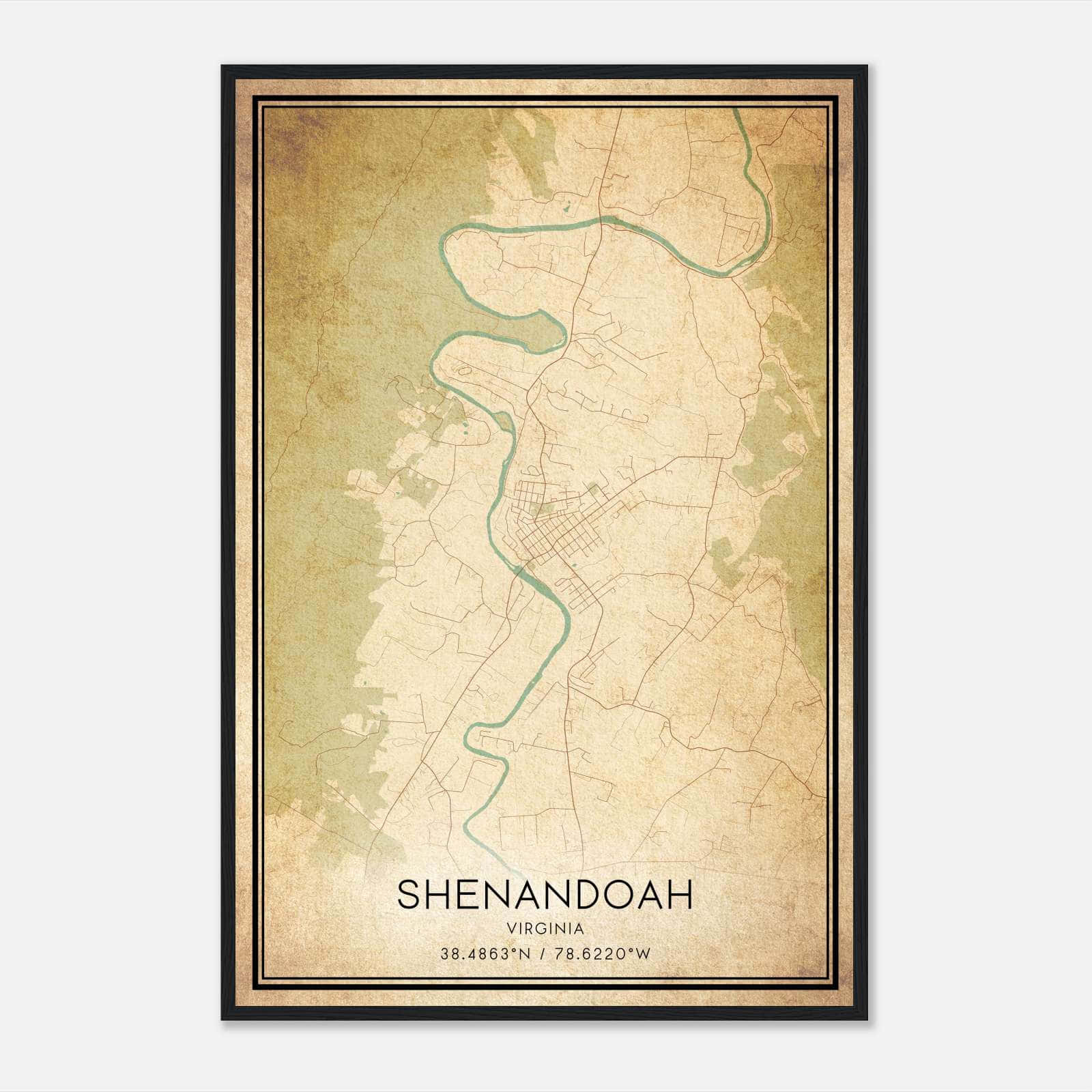 Vintage Shenandoah Virginia Map Poster, Shenandoah VA City Road Wall Art Print Vintage Shenandoah Virginia Map Poster, Shenandoah VA City Road Wall Art Print