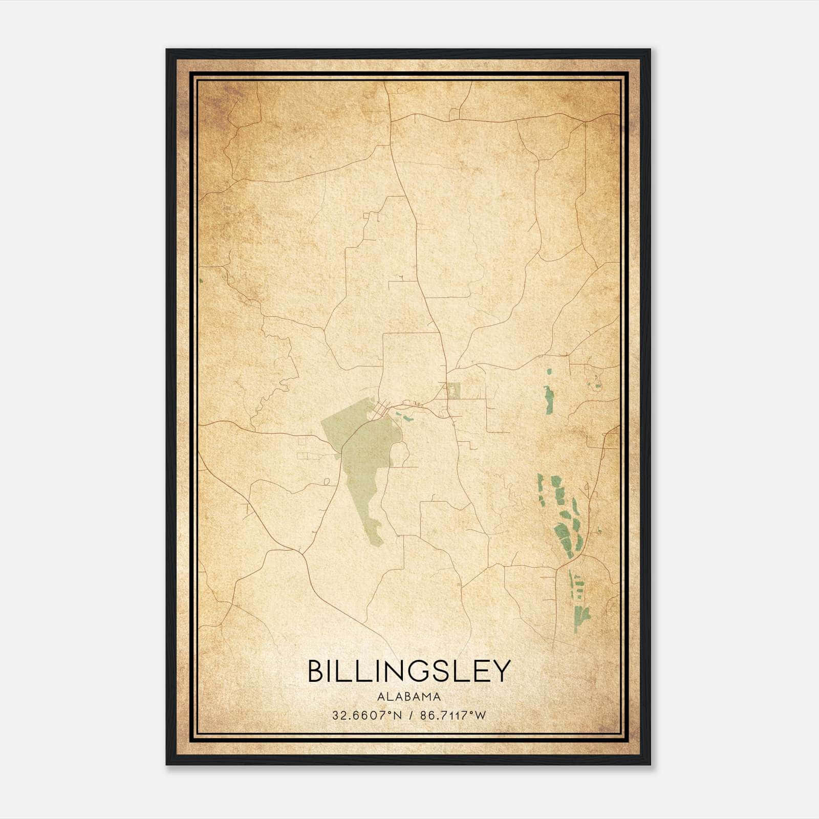 Vintage Billingsley Alabama Map Poster, Billingsley AL City Road Wall Art Print Vintage Billingsley Alabama Map Poster, Billingsley AL City Road Wall Art Print