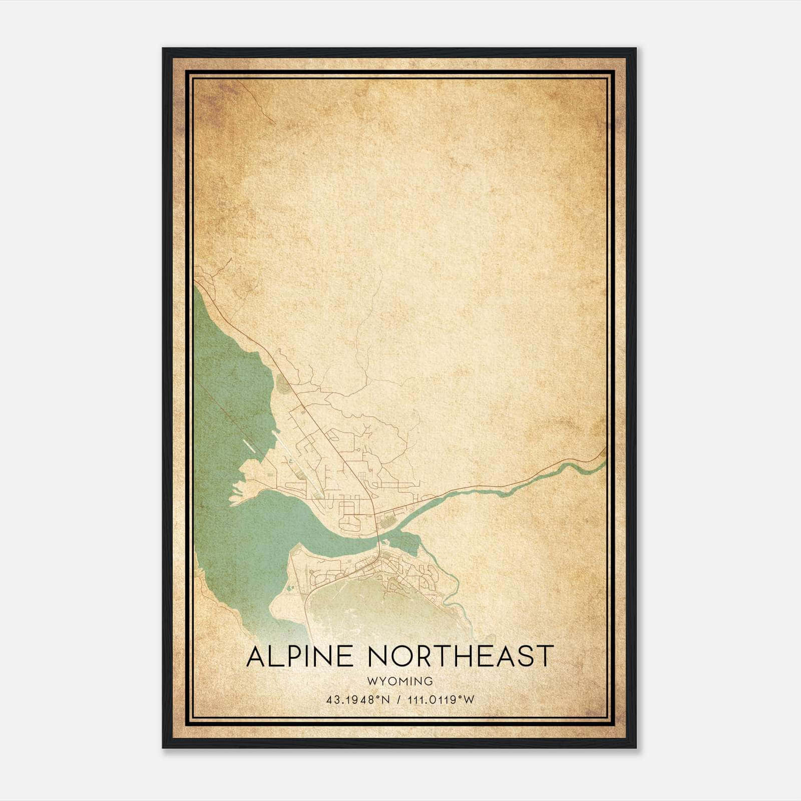 Vintage Alpine Northeast Wyoming Map Poster, Alpine Northeast WY City Road Wall Art Print Vintage Alpine Northeast Wyoming Map Poster, Alpine Northeast WY City Road Wall Art Print