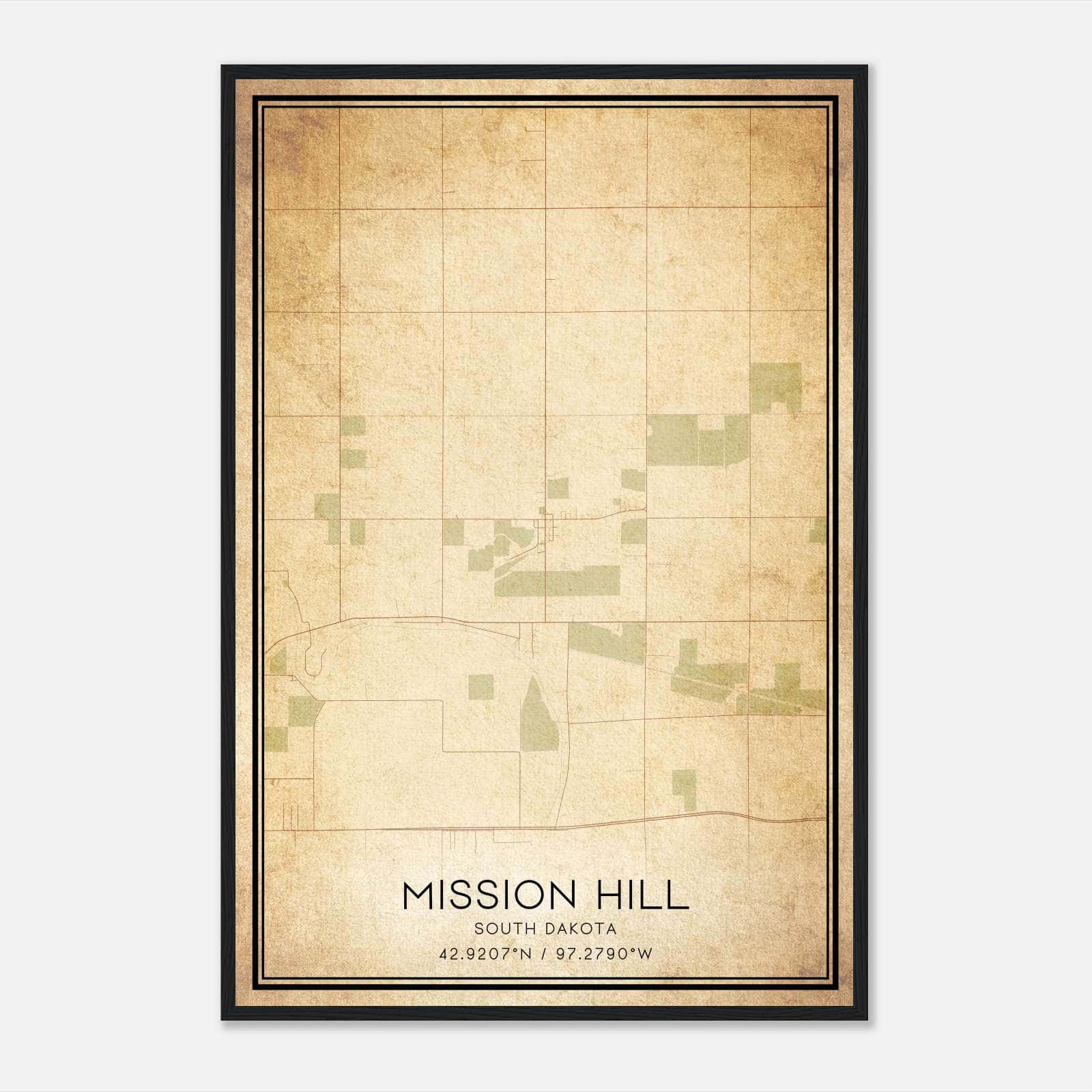 Vintage Mission Hill South Dakota Map Poster, Mission Hill SD City Road Wall Art Print Vintage Mission Hill South Dakota Map Poster, Mission Hill SD City Road Wall Art Print
