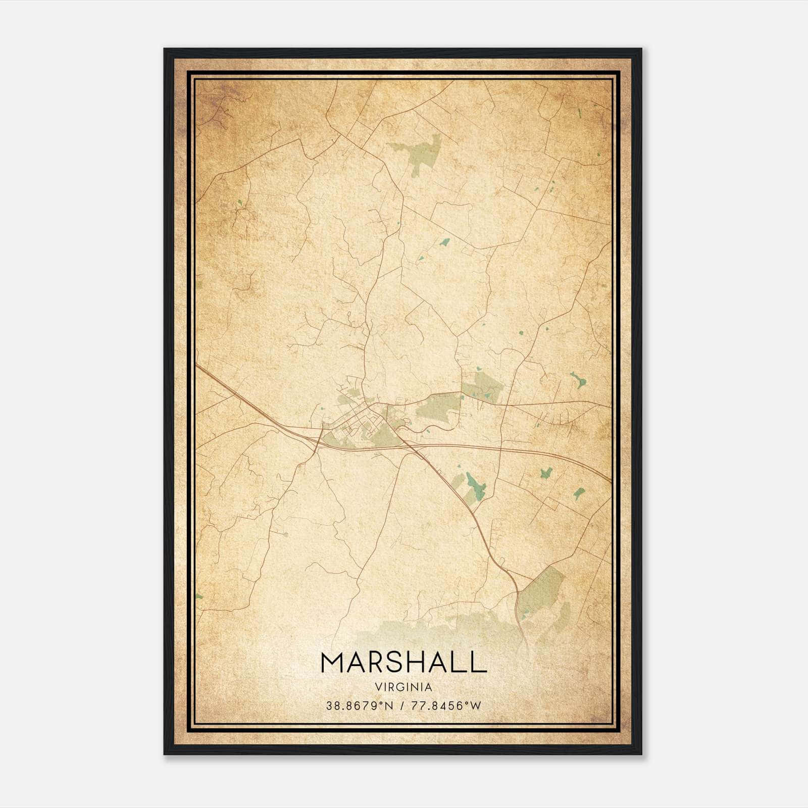 Vintage Marshall Virginia Map Poster, Marshall VA City Road Wall Art Print Vintage Marshall Virginia Map Poster, Marshall VA City Road Wall Art Print