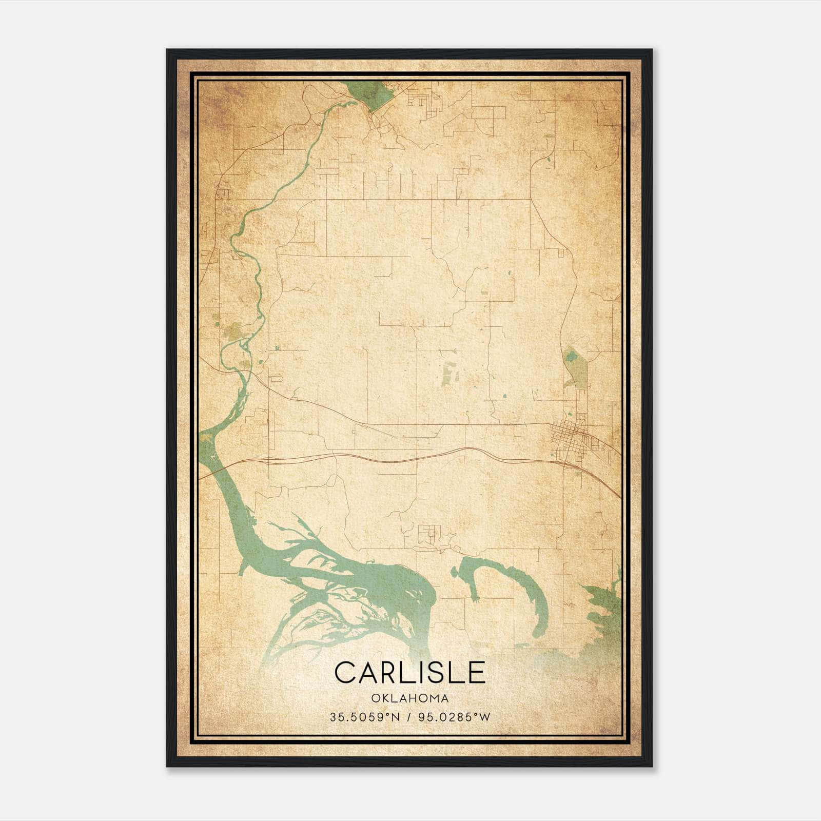 Vintage Carlisle Oklahoma Map Poster, Carlisle OK City Road Wall Art Print Vintage Carlisle Oklahoma Map Poster, Carlisle OK City Road Wall Art Print