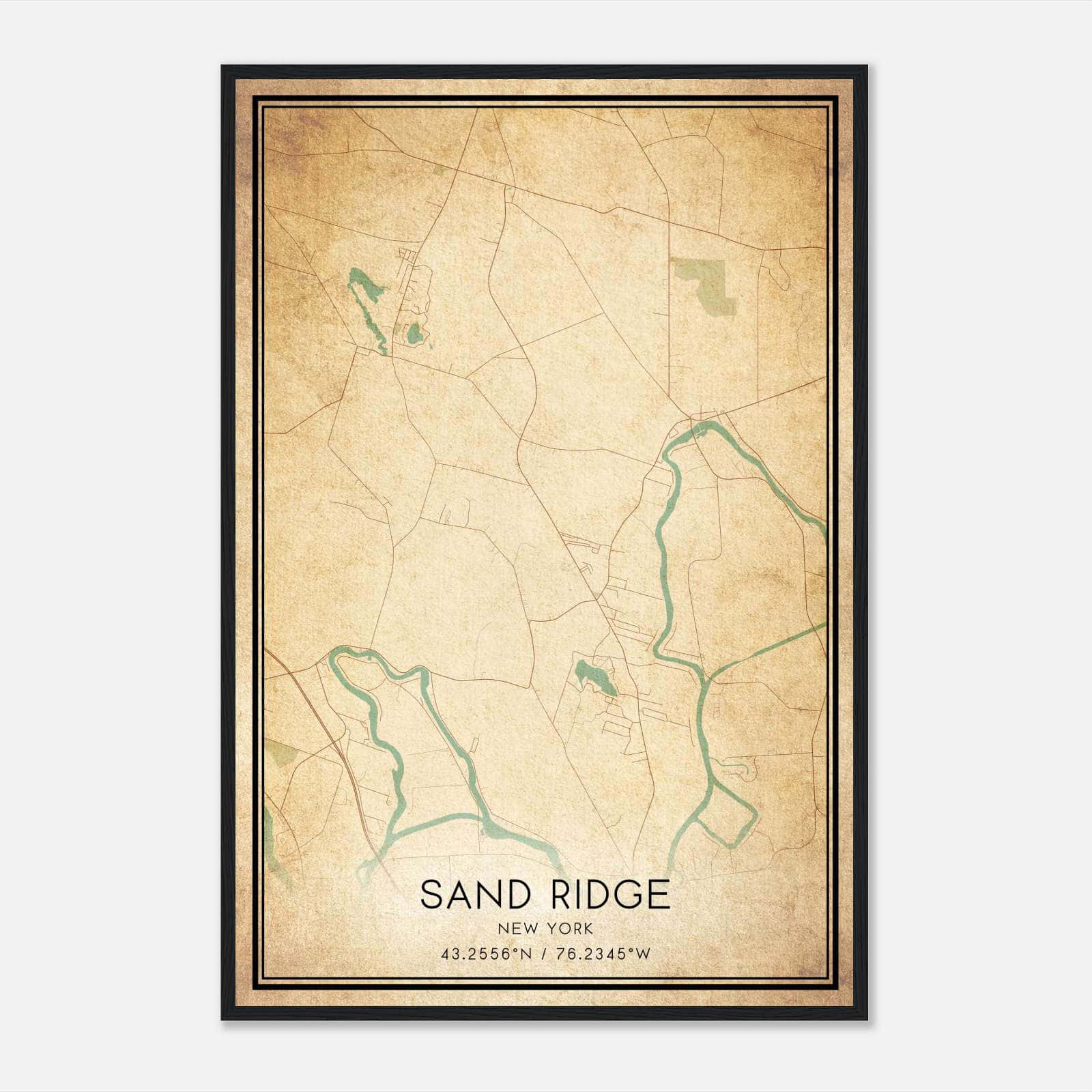 Vintage Sand Ridge New York Map Poster, Sand Ridge NY City Road Wall Art Print Vintage Sand Ridge New York Map Poster, Sand Ridge NY City Road Wall Art Print
