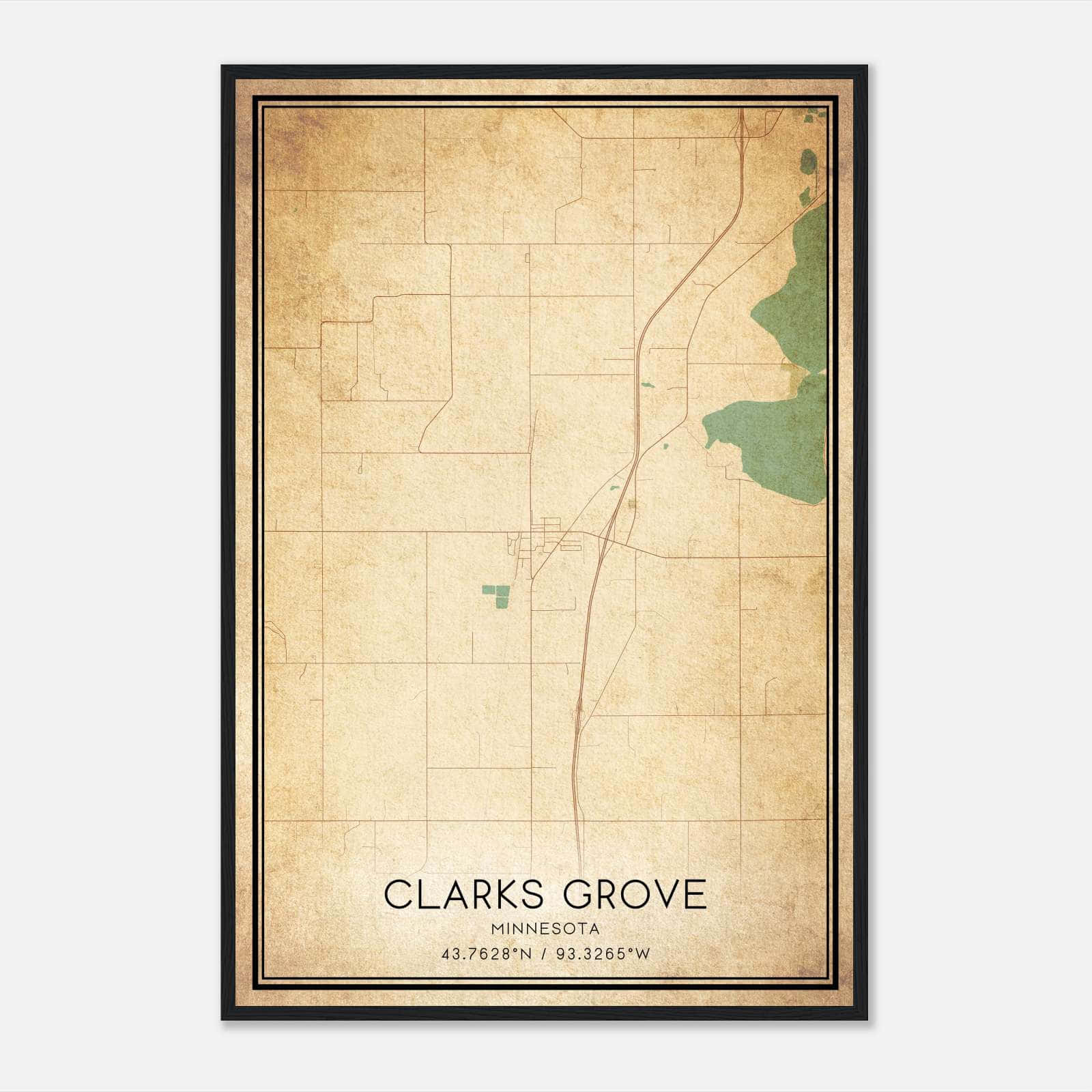 Vintage Clarks Grove Minnesota Map Poster, Clarks Grove MN City Road Wall Art Print Vintage Clarks Grove Minnesota Map Poster, Clarks Grove MN City Road Wall Art Print