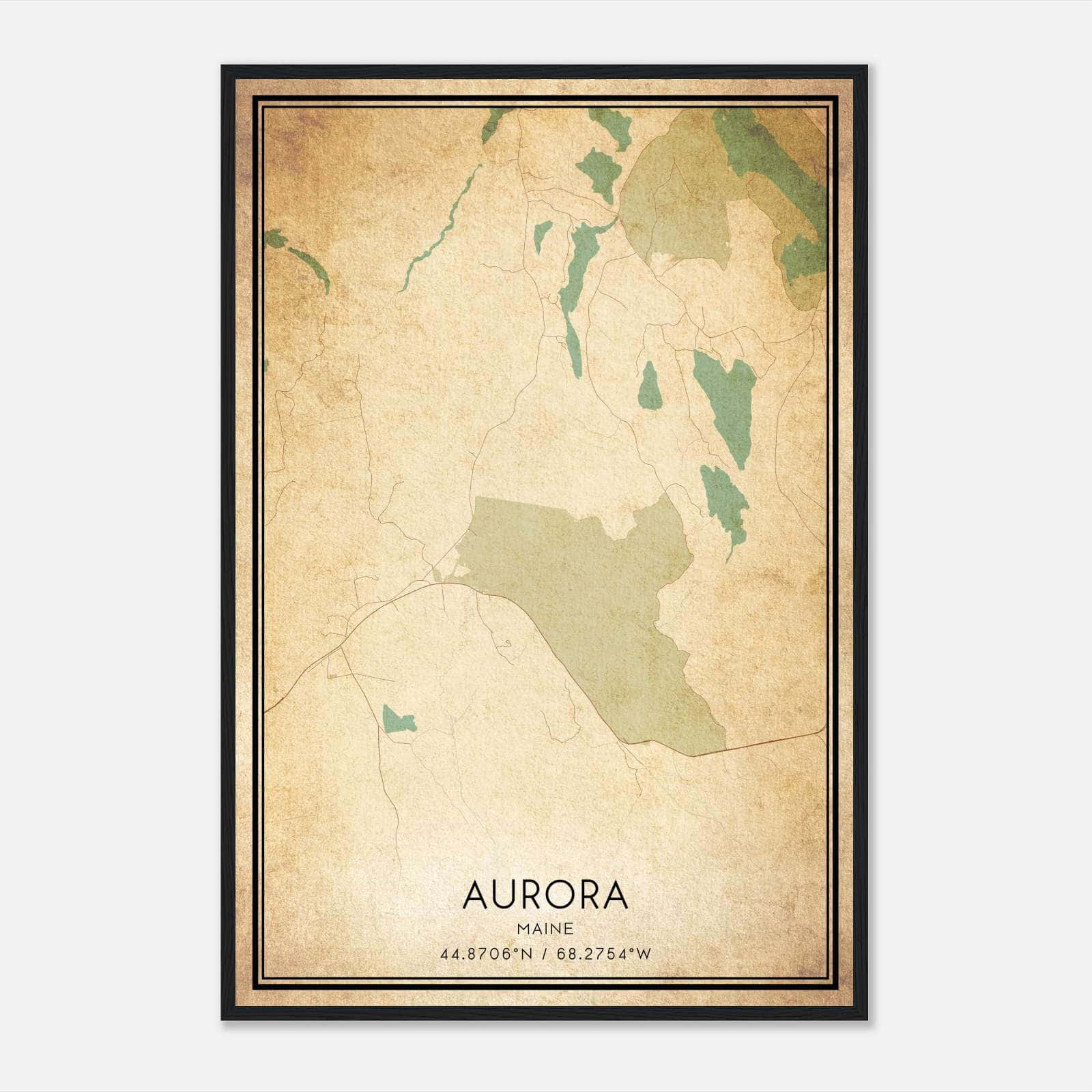 Vintage Aurora Maine Map Poster, Aurora ME City Road Wall Art Print Vintage Aurora Maine Map Poster, Aurora ME City Road Wall Art Print
