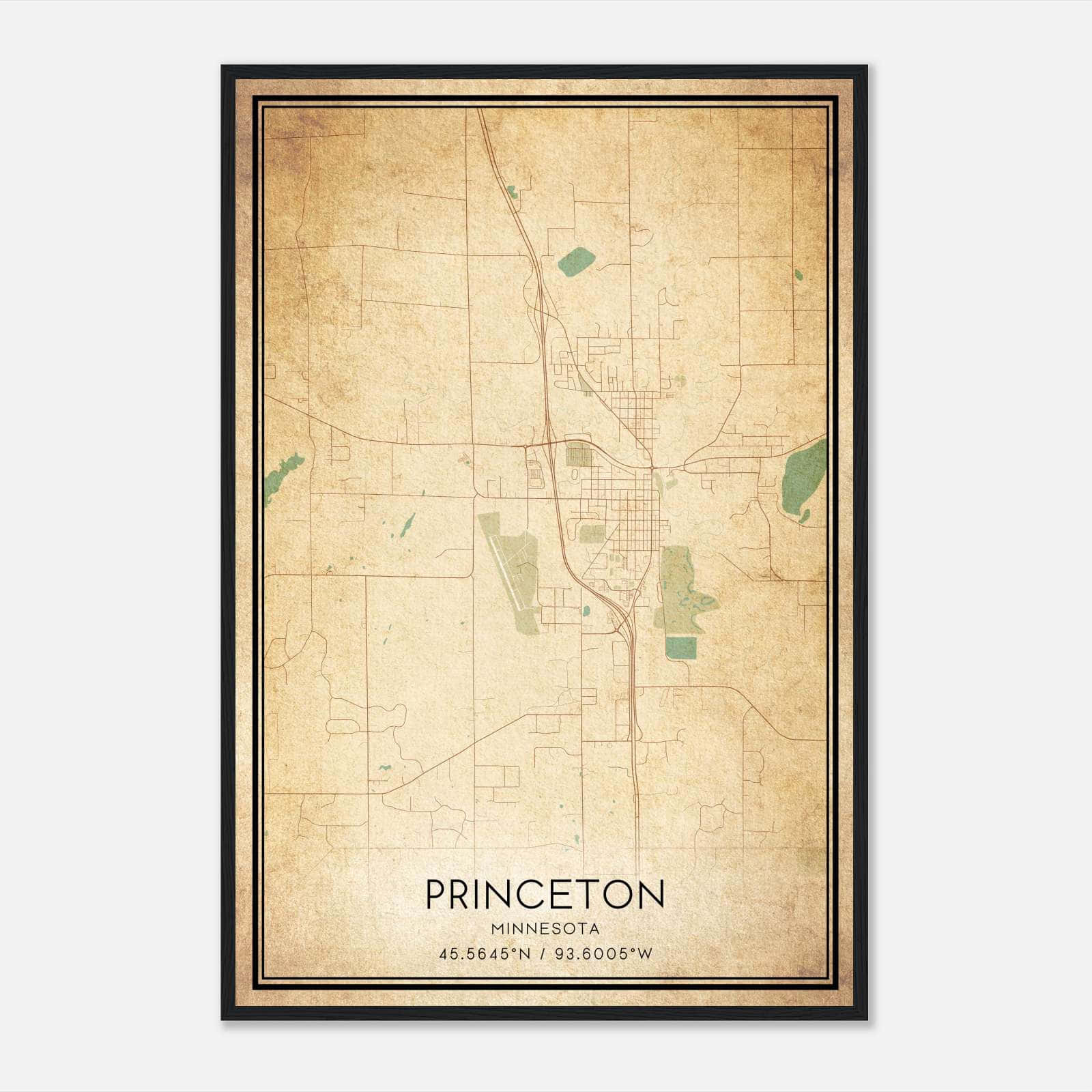 Vintage Princeton Minnesota Map Poster, Princeton MN City Road Wall Art Print Vintage Princeton Minnesota Map Poster, Princeton MN City Road Wall Art Print