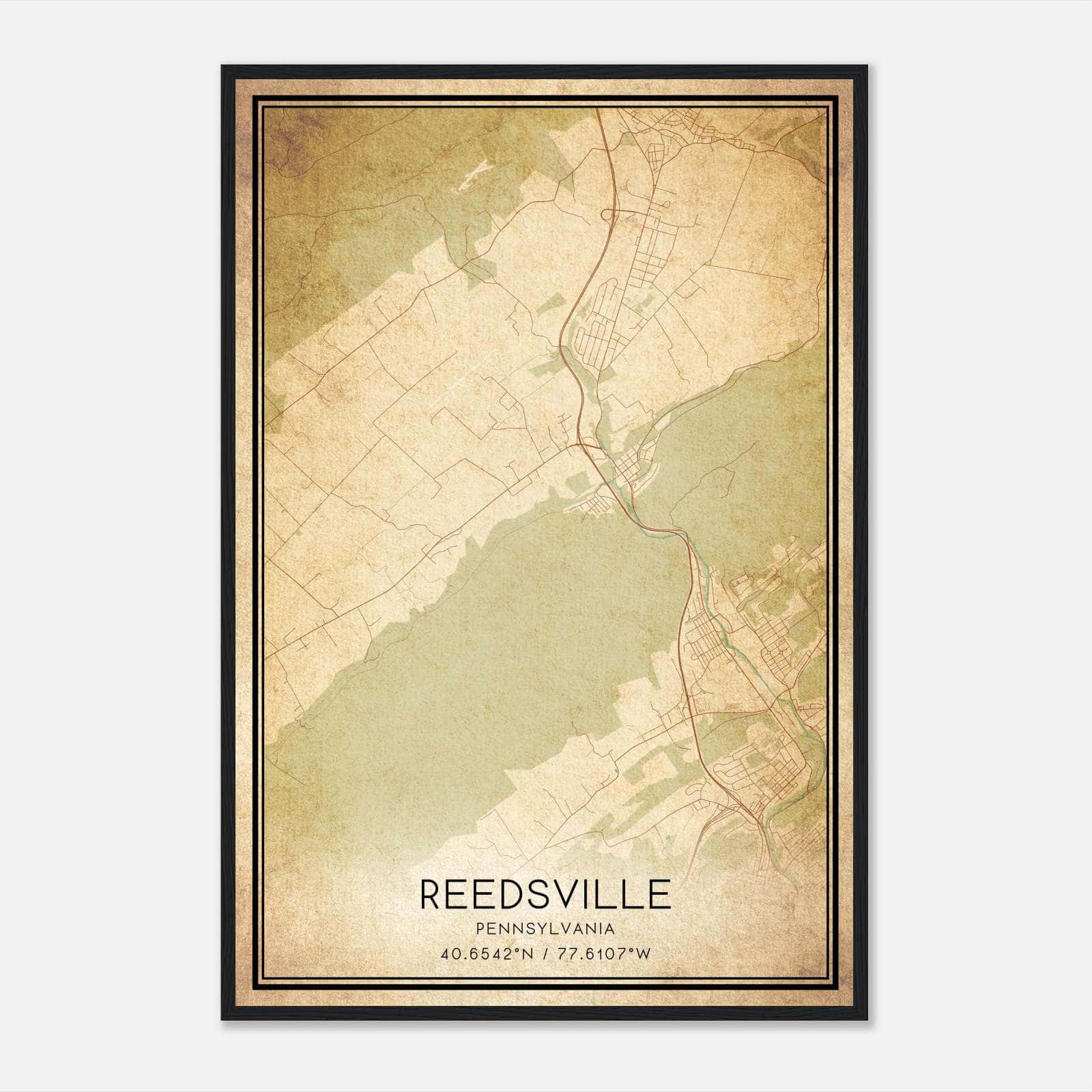 Vintage Reedsville Pennsylvania Map Poster, Reedsville PA City Road Wall Art Print Vintage Reedsville Pennsylvania Map Poster, Reedsville PA City Road Wall Art Print