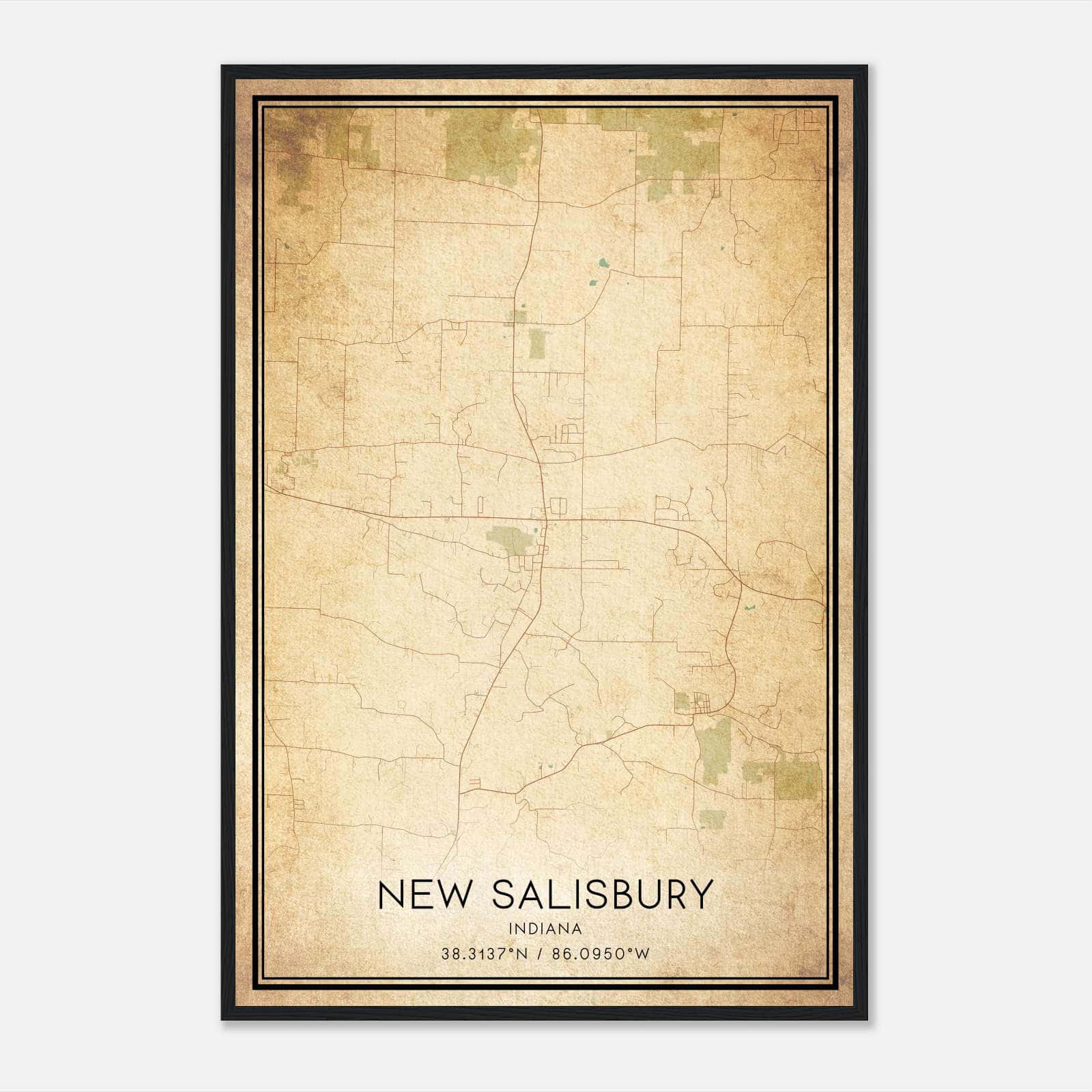 Vintage New Salisbury Indiana Map Poster, New Salisbury IN City Road Wall Art Print Vintage New Salisbury Indiana Map Poster, New Salisbury IN City Road Wall Art Print