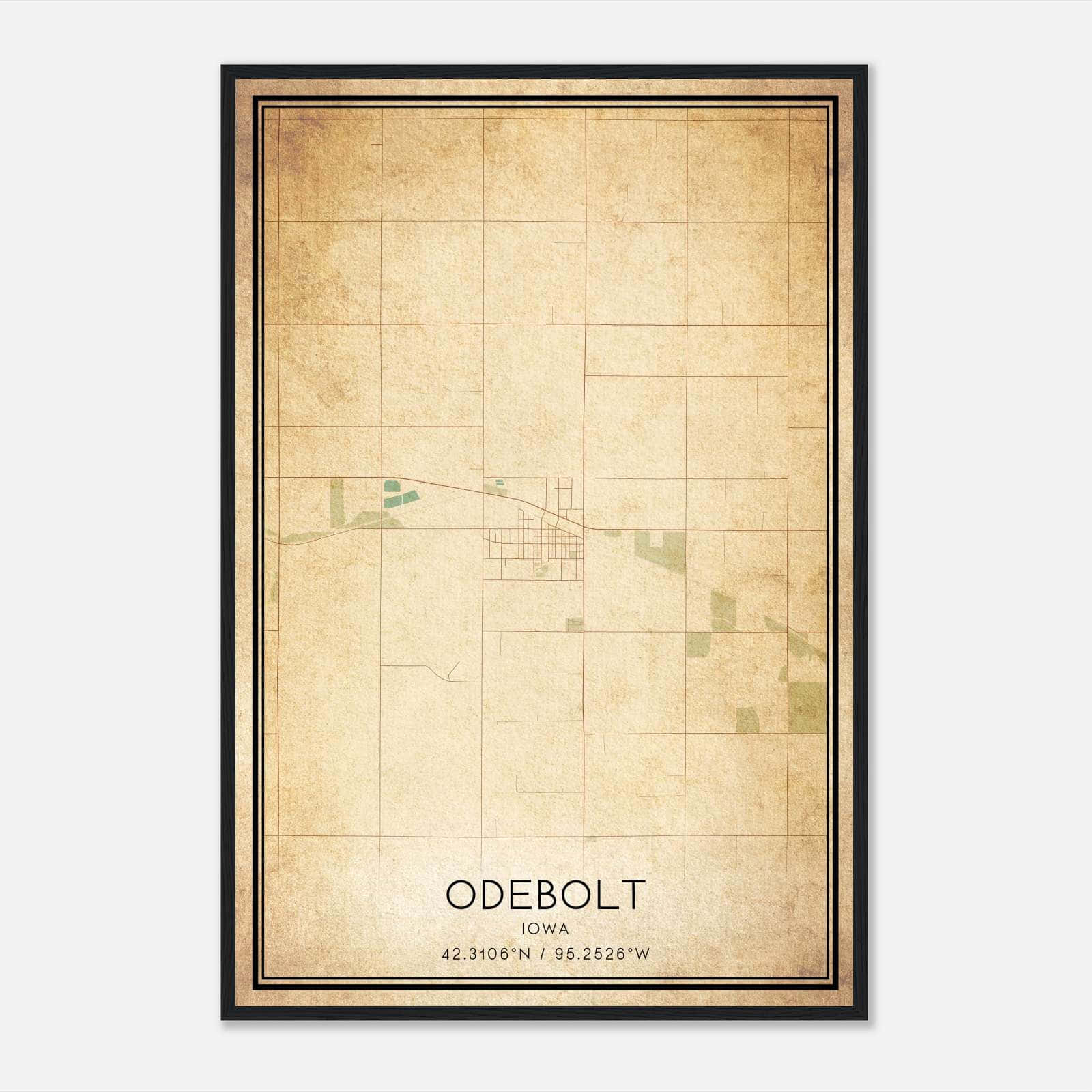 Vintage Odebolt Iowa Map Poster, Odebolt IA City Road Wall Art Print Vintage Odebolt Iowa Map Poster, Odebolt IA City Road Wall Art Print