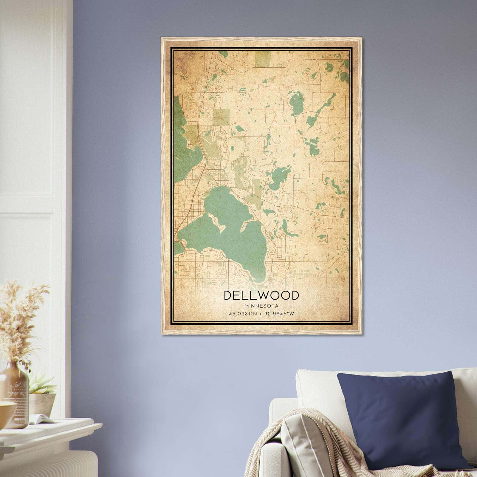 Vintage Dellwood Minnesota Map Poster, Dellwood MN City Road Wall Art Print