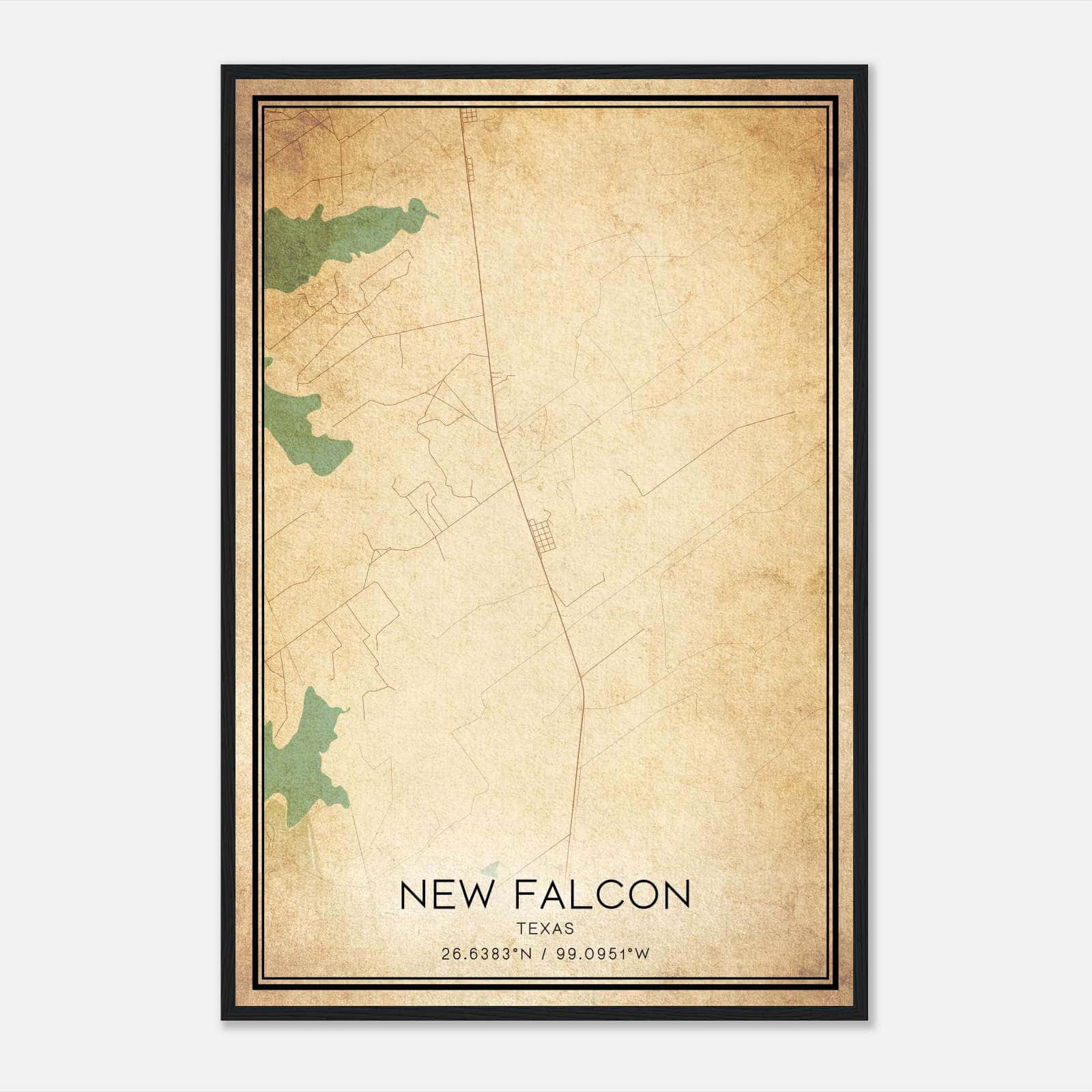 Vintage New Falcon Texas Map Poster, New Falcon TX City Road Wall Art Print Vintage New Falcon Texas Map Poster, New Falcon TX City Road Wall Art Print