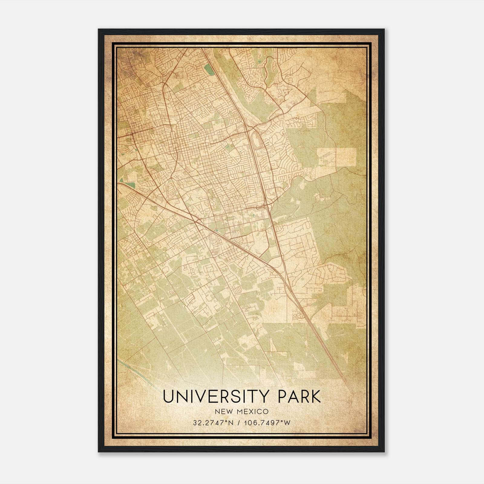 Vintage University Park New Mexico Map Poster, University Park NM City Road Wall Art Print Vintage University Park New Mexico Map Poster, University Park NM City Road Wall Art Print