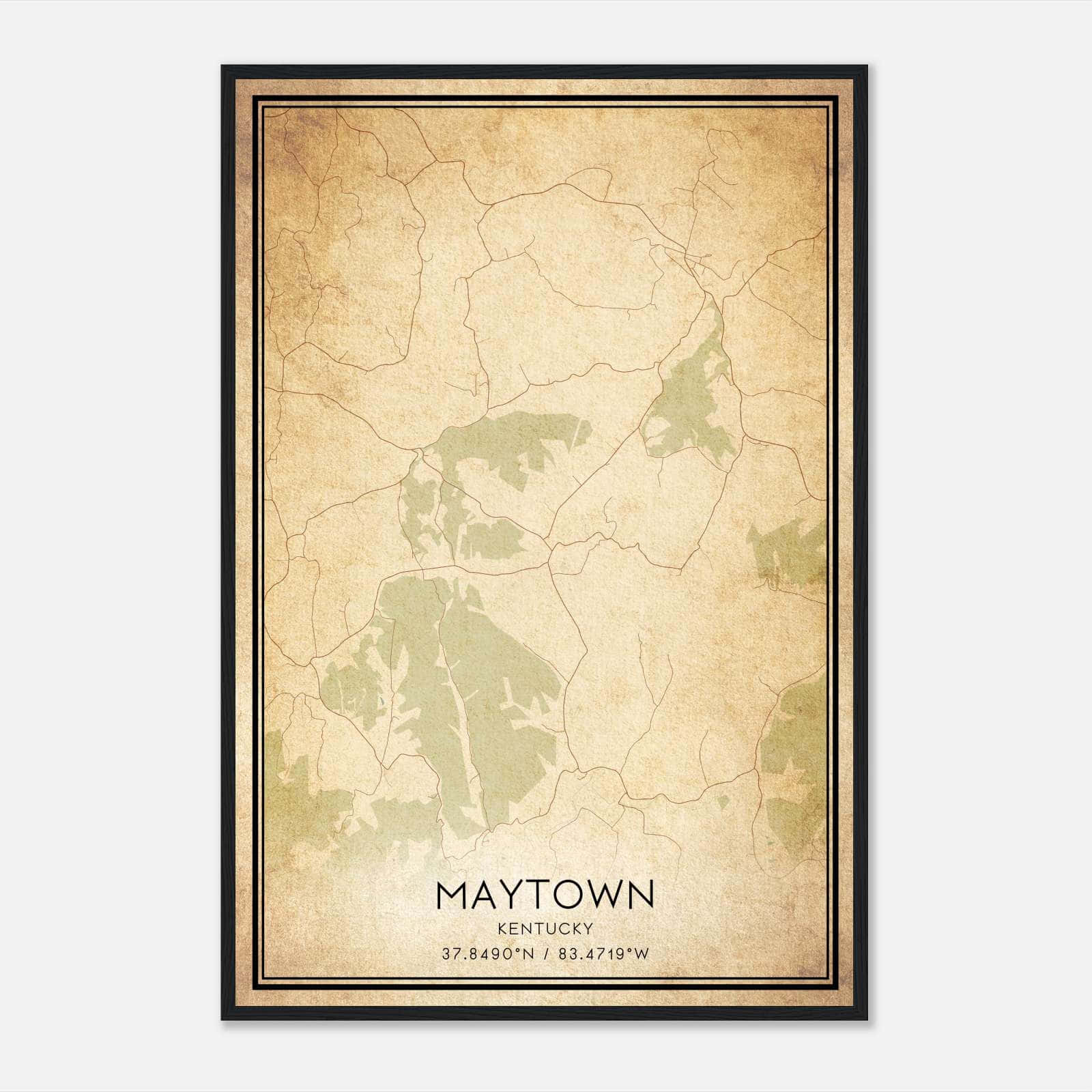 Vintage Maytown Kentucky Map Poster, Maytown KY City Road Wall Art Print Vintage Maytown Kentucky Map Poster, Maytown KY City Road Wall Art Print