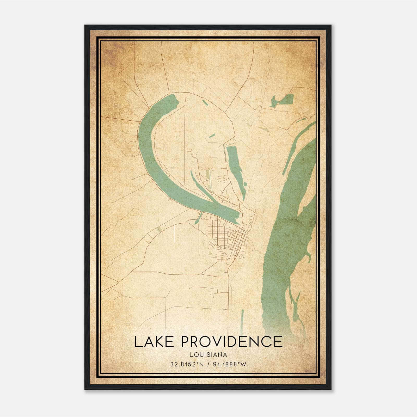 Vintage Lake Providence Louisiana Map Poster, Lake Providence LA City Road Wall Art Print Vintage Lake Providence Louisiana Map Poster, Lake Providence LA City Road Wall Art Print