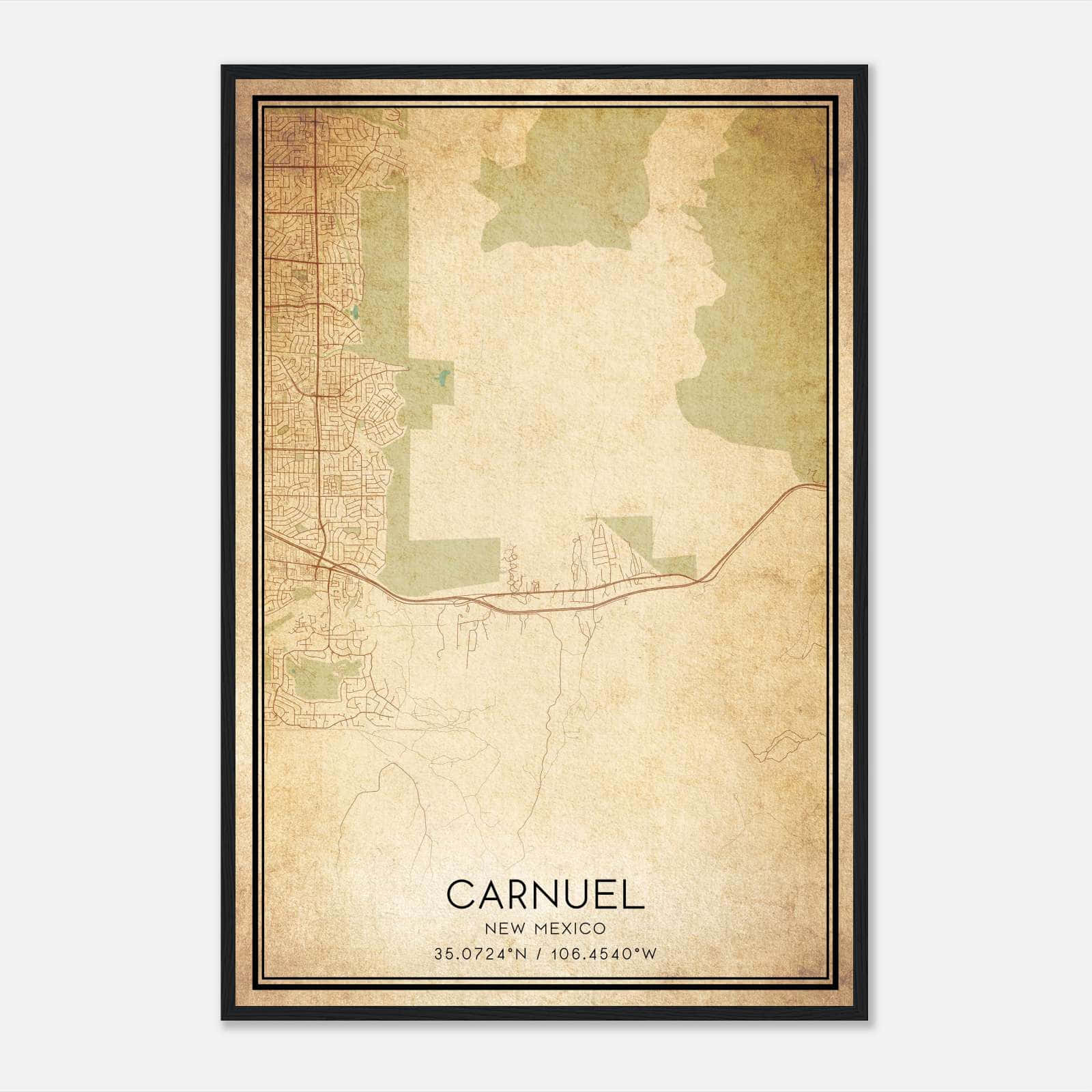 Vintage Carnuel New Mexico Map Poster, Carnuel NM City Road Wall Art Print Vintage Carnuel New Mexico Map Poster, Carnuel NM City Road Wall Art Print