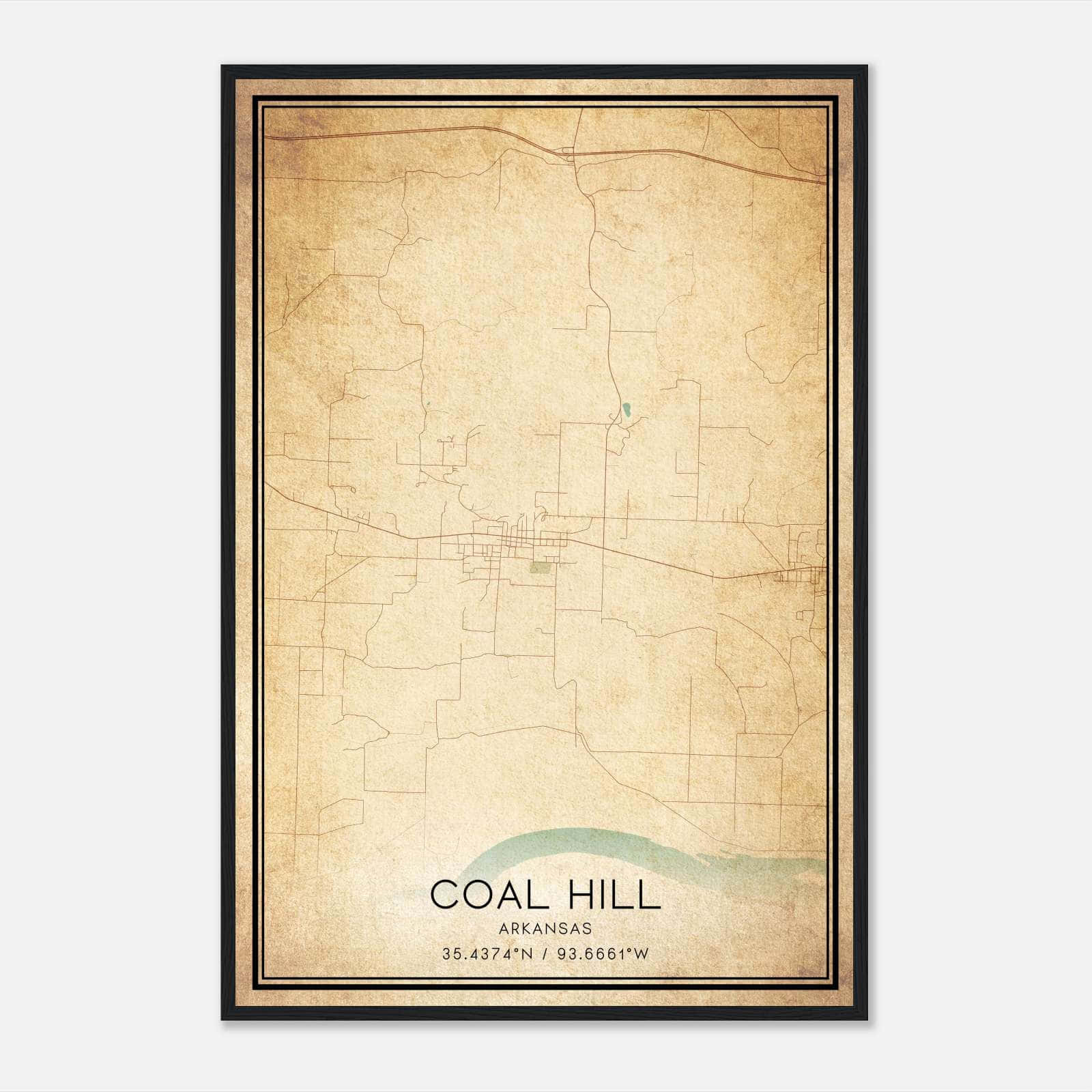 Vintage Coal Hill Arkansas Map Poster, Coal Hill AR City Road Wall Art Print Vintage Coal Hill Arkansas Map Poster, Coal Hill AR City Road Wall Art Print