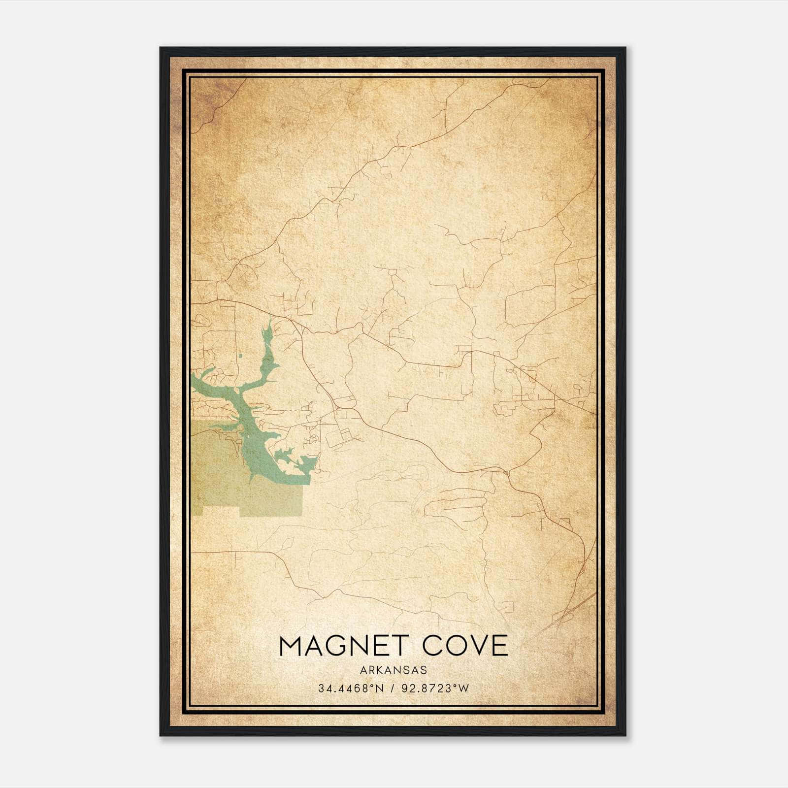 Vintage Magnet Cove Arkansas Map Poster, Magnet Cove AR City Road Wall Art Print Vintage Magnet Cove Arkansas Map Poster, Magnet Cove AR City Road Wall Art Print