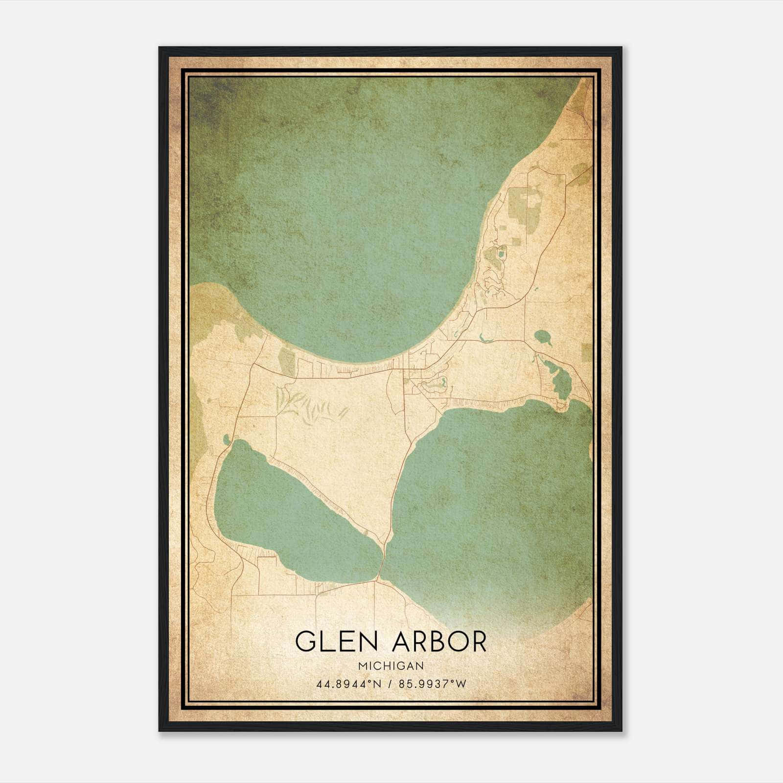 Vintage Glen Arbor Michigan Map Poster, Glen Arbor MI City Road Wall Art Print Vintage Glen Arbor Michigan Map Poster, Glen Arbor MI City Road Wall Art Print