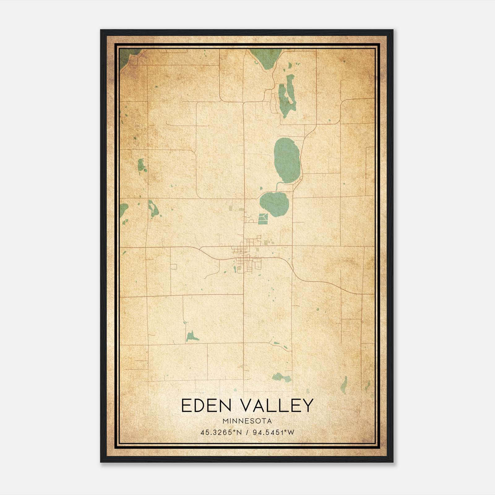 Vintage Eden Valley Minnesota Map Poster, Eden Valley MN City Road Wall Art Print Vintage Eden Valley Minnesota Map Poster, Eden Valley MN City Road Wall Art Print