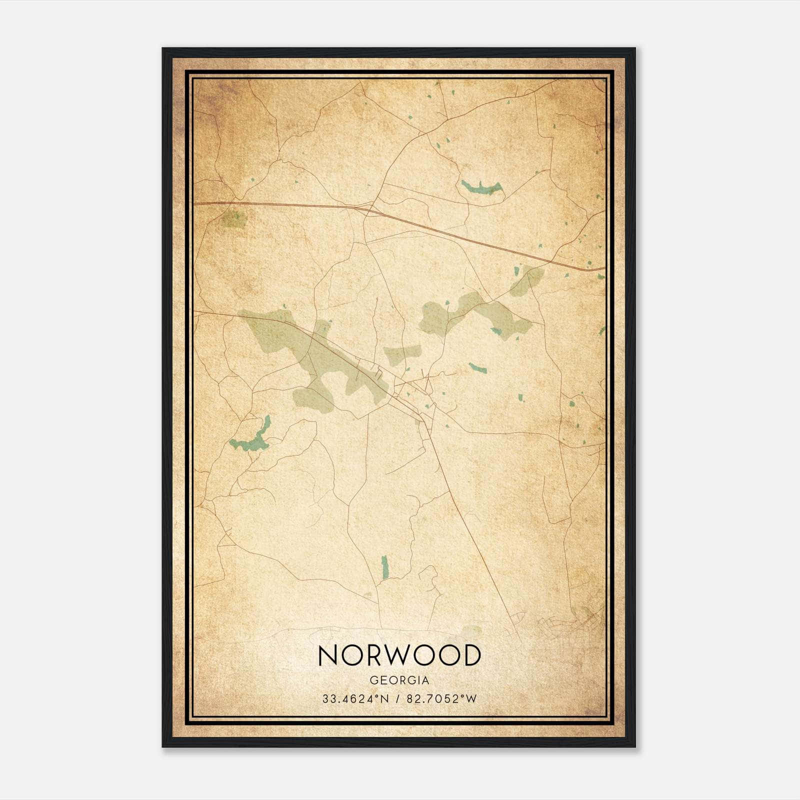 Vintage Norwood Georgia Map Poster, Norwood GA City Road Wall Art Print Vintage Norwood Georgia Map Poster, Norwood GA City Road Wall Art Print