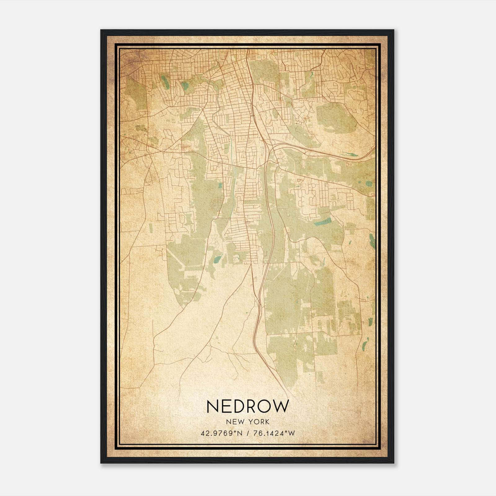 Vintage Nedrow New York Map Poster, Nedrow NY City Road Wall Art Print Vintage Nedrow New York Map Poster, Nedrow NY City Road Wall Art Print