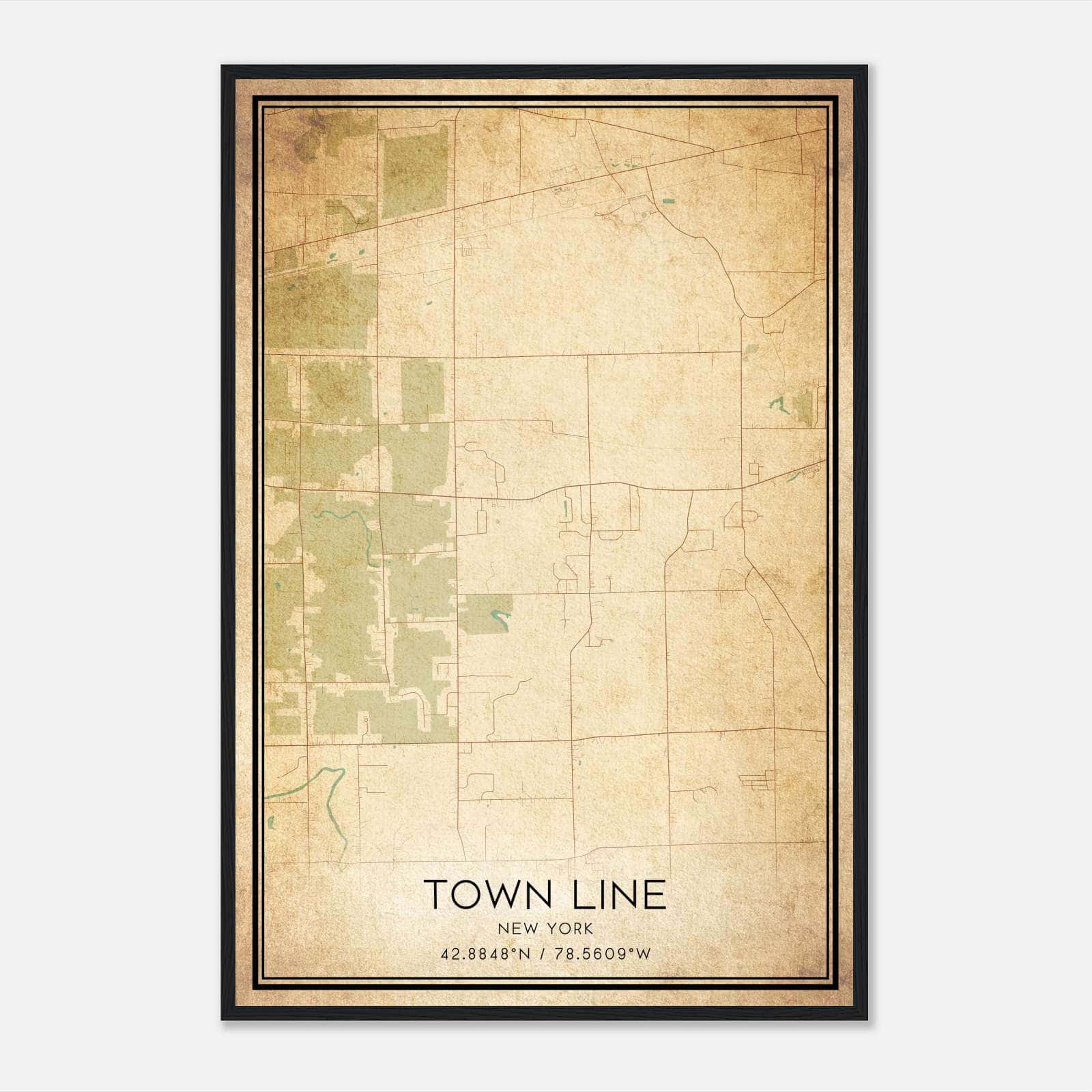 Vintage Town Line New York Map Poster, Town Line NY City Road Wall Art Print Vintage Town Line New York Map Poster, Town Line NY City Road Wall Art Print