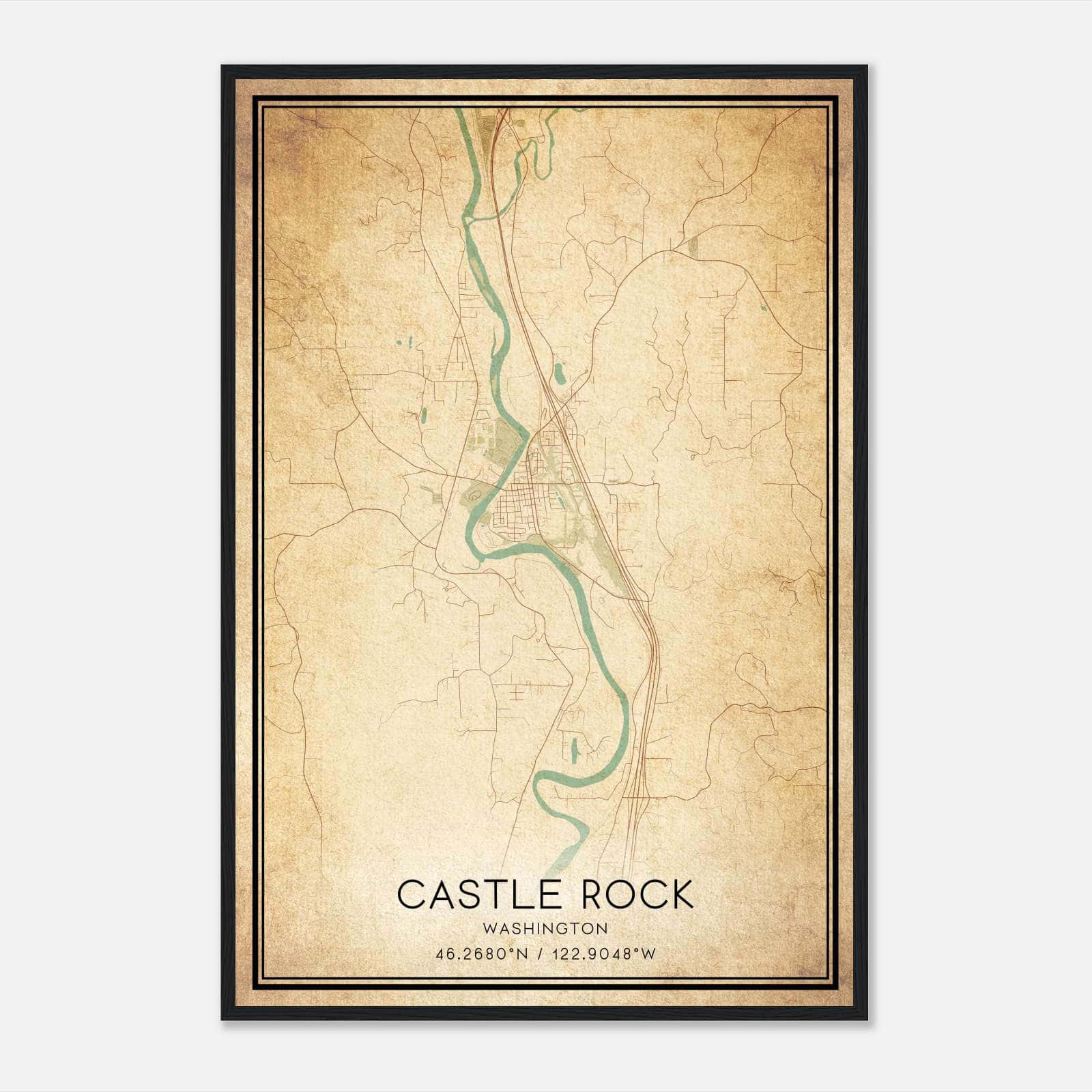 Vintage Castle Rock Washington Map Poster, Castle Rock WA City Road Wall Art Print Vintage Castle Rock Washington Map Poster, Castle Rock WA City Road Wall Art Print
