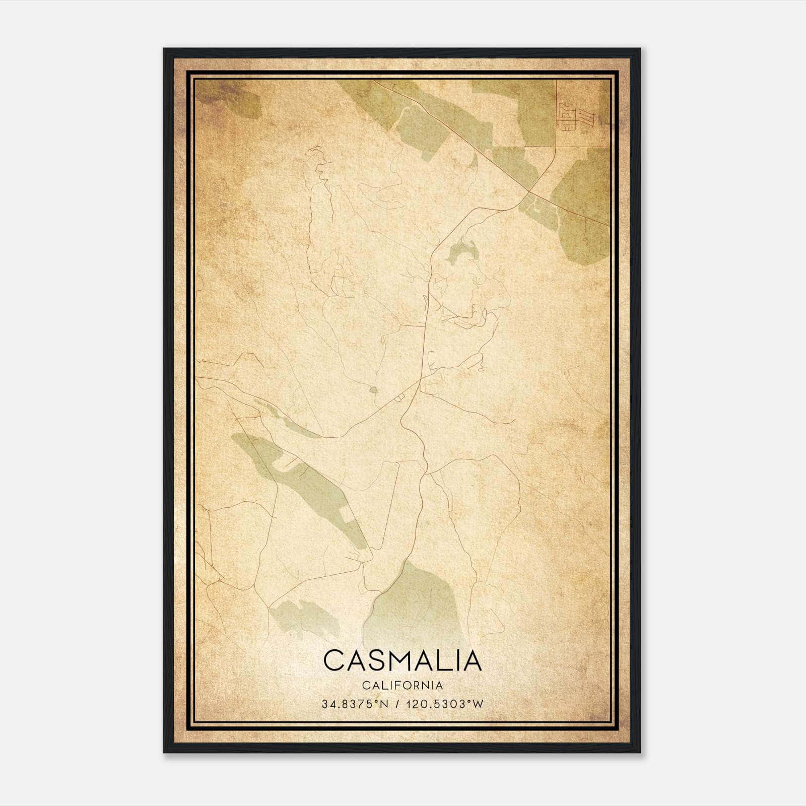 Vintage Casmalia California Map Poster, Casmalia CA City Road Wall Art Print Vintage Casmalia California Map Poster, Casmalia CA City Road Wall Art Print