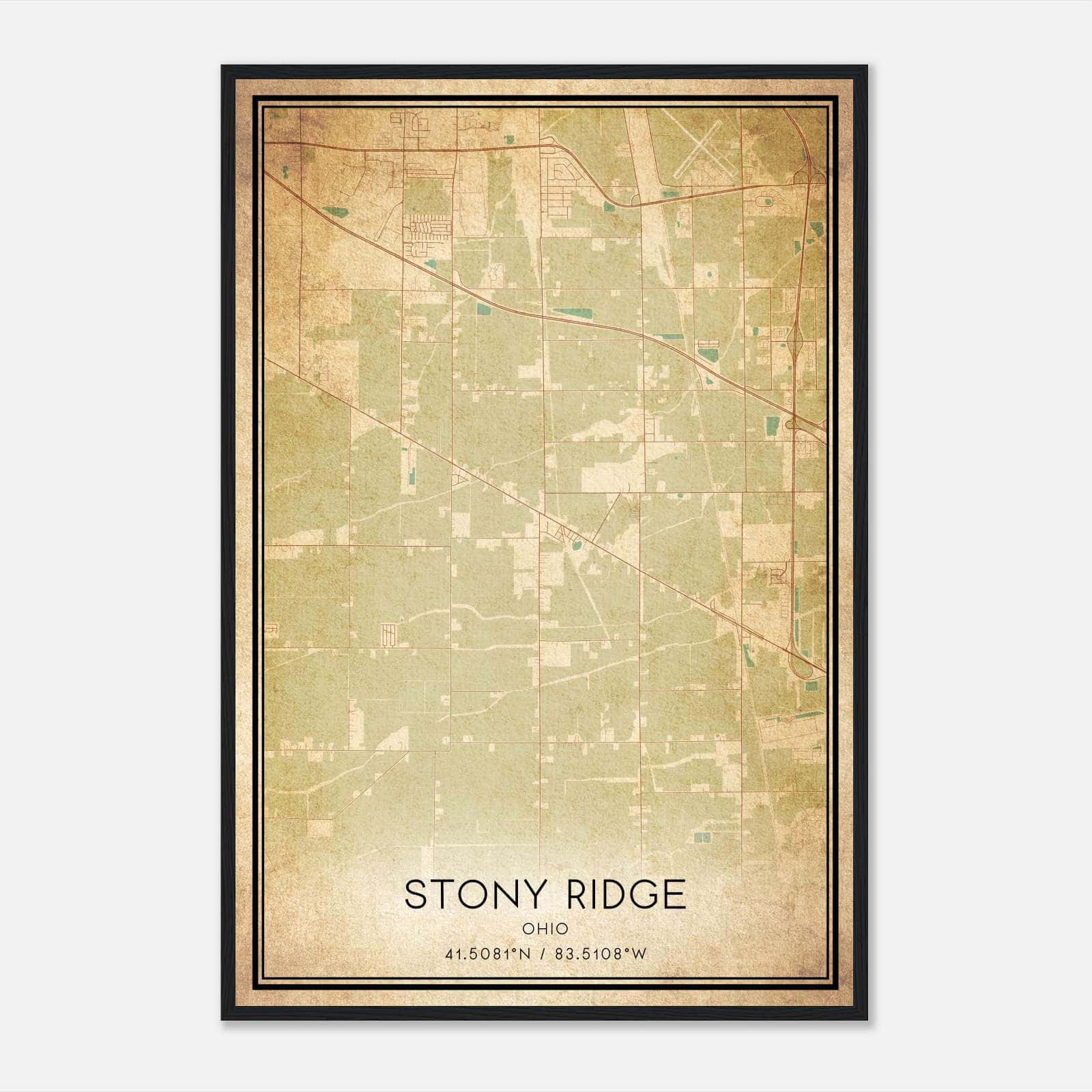 Vintage Stony Ridge Ohio Map Poster, Stony Ridge OH City Road Wall Art Print Vintage Stony Ridge Ohio Map Poster, Stony Ridge OH City Road Wall Art Print
